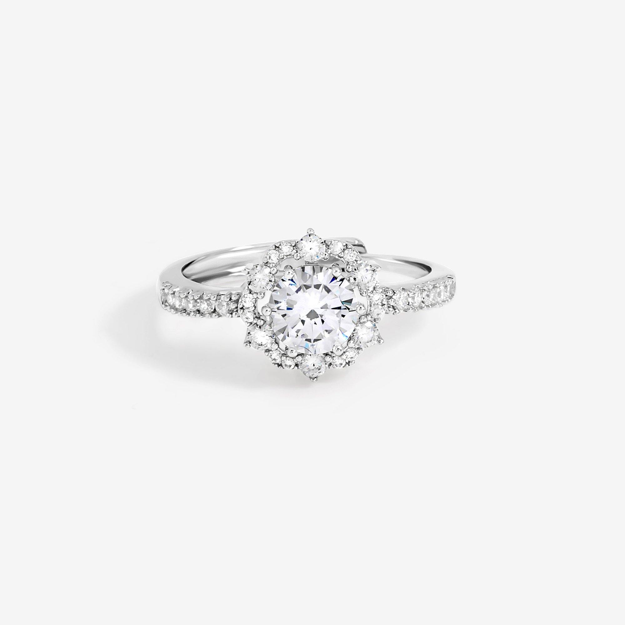 Jon Richard Rhodium Plated Statement Crystal Engagement Ring