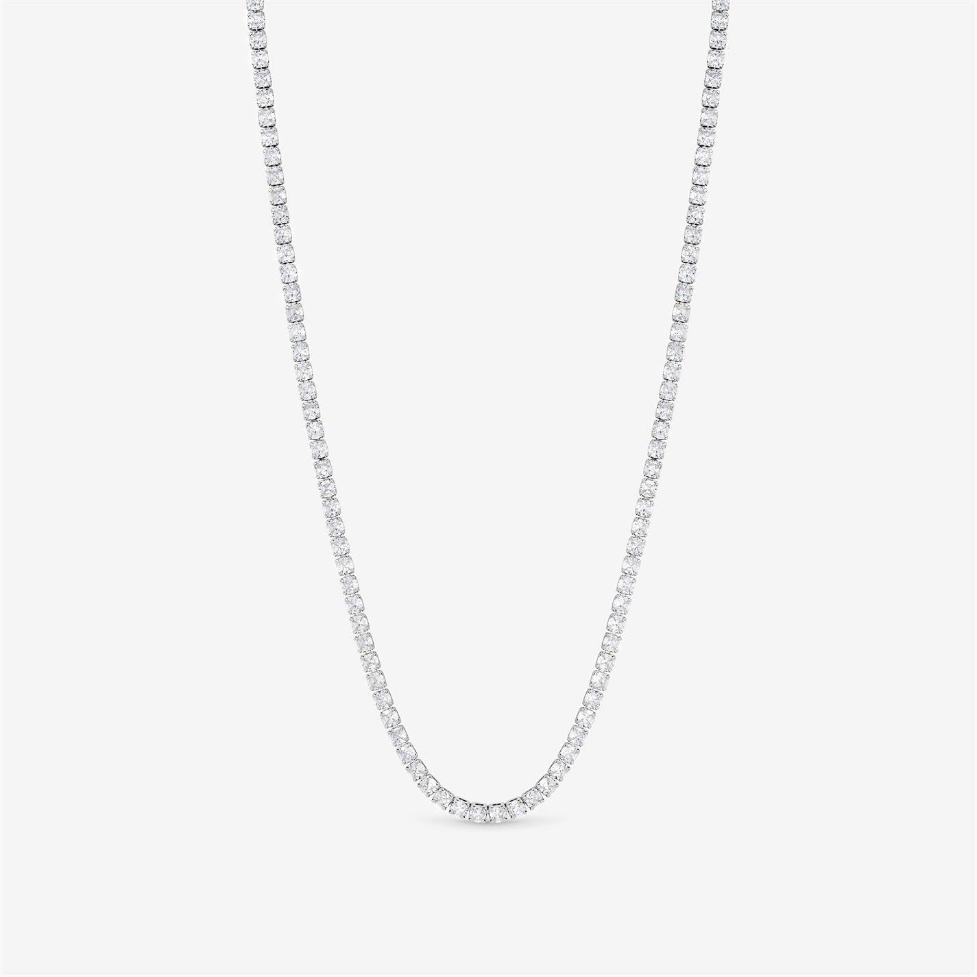 Jon Richard Women's Rhodium Plated Cz Round Tennis Necklace - Silver