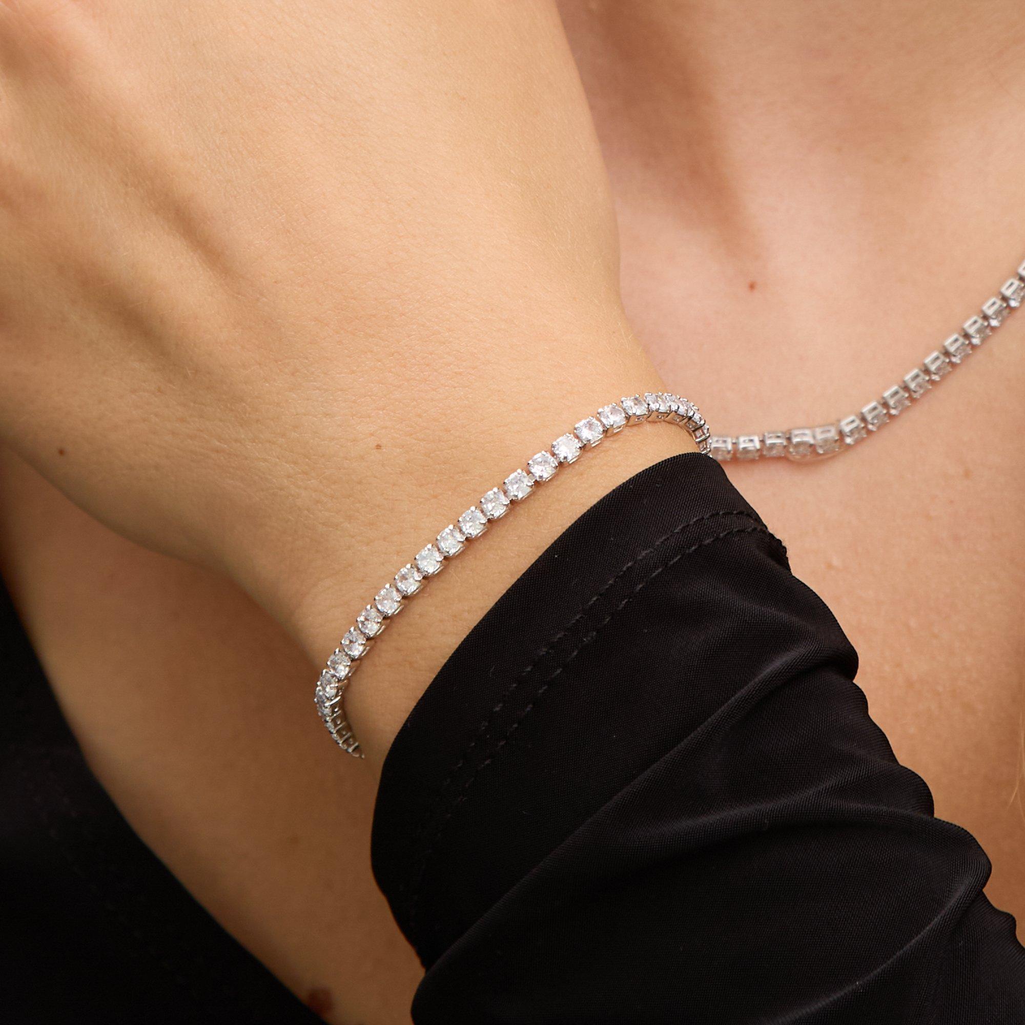 Silver - Jon Richard - Rhodium Plated CZ Round Tennis Necklace - 2