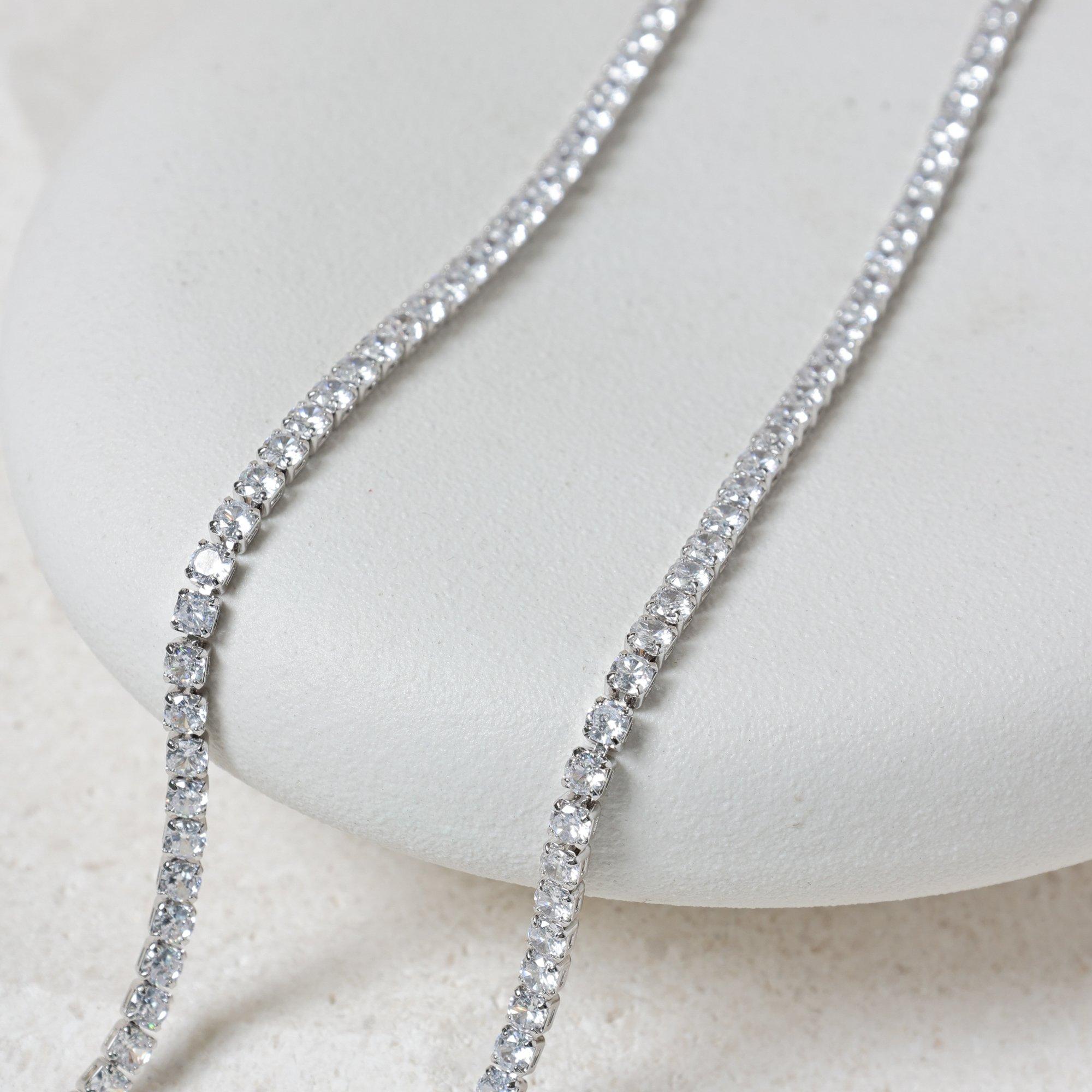 Silver - Jon Richard - Rhodium Plated CZ Round Tennis Necklace - 3