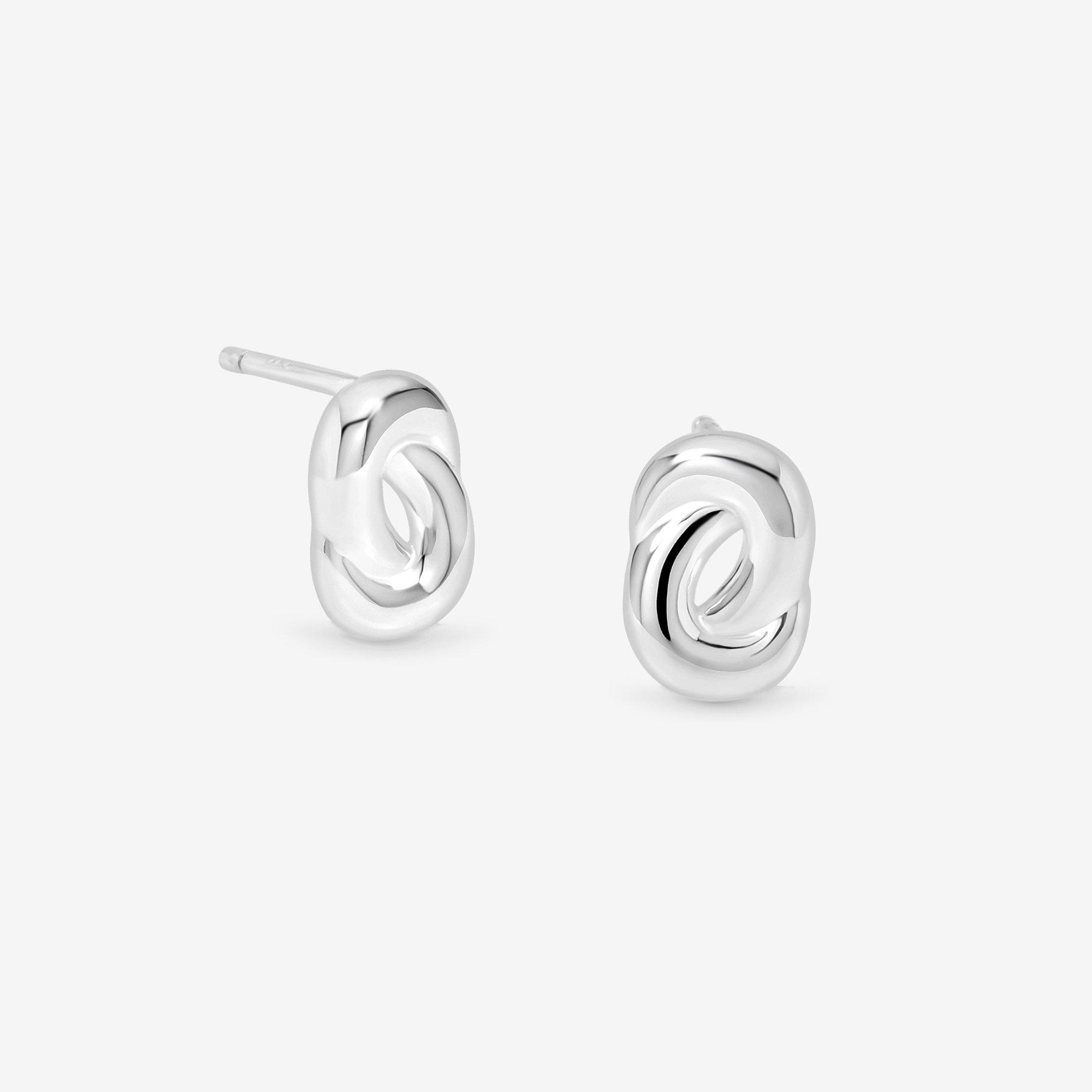 Silver - Simply Silver - Sterling Silver 925 Fluid Knot Stud Earrings - 1