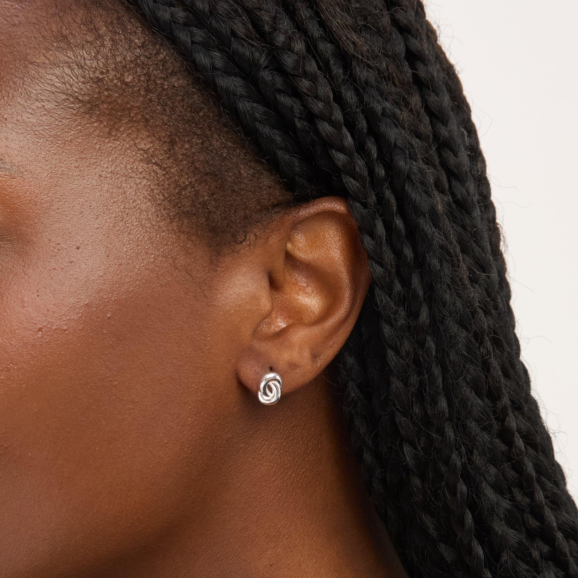 Silver - Simply Silver - Sterling Silver 925 Fluid Knot Stud Earrings - 2