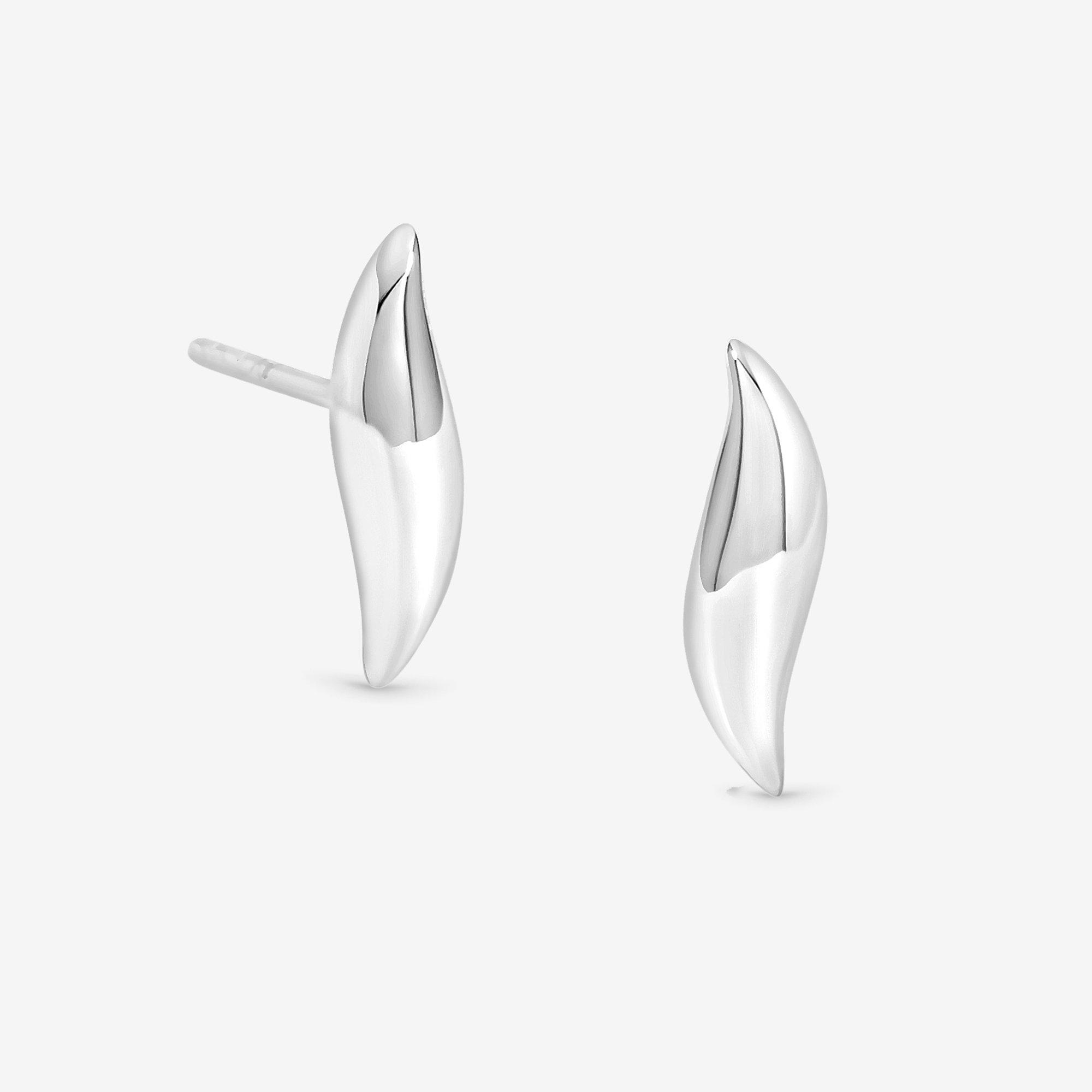 Silver - Simply Silver - Sterling Silver 925 Polished Wave Stud Earrings - 1