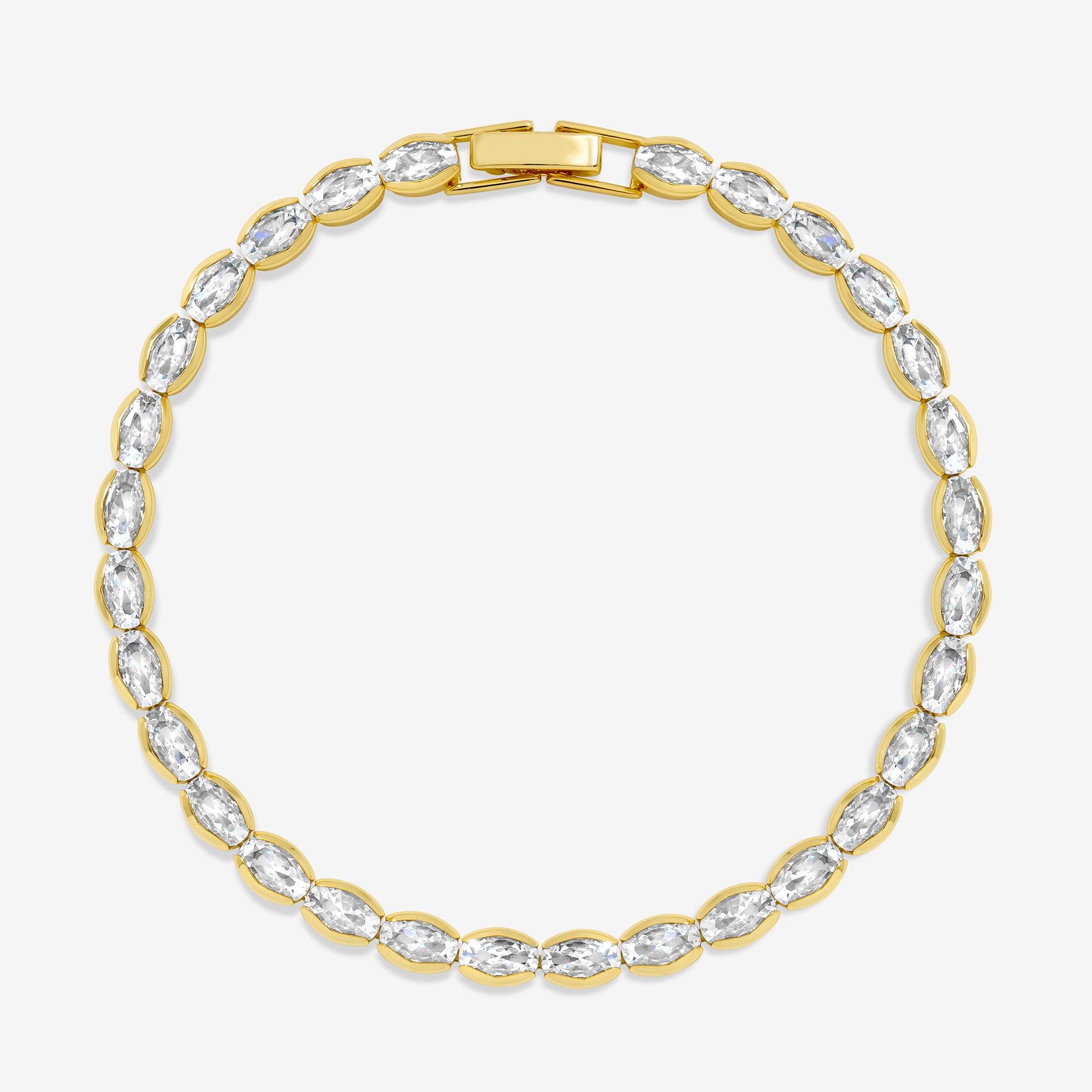 Gold - Inicio - 14K Gold Plated Crystal Tennis Bracelet - 1