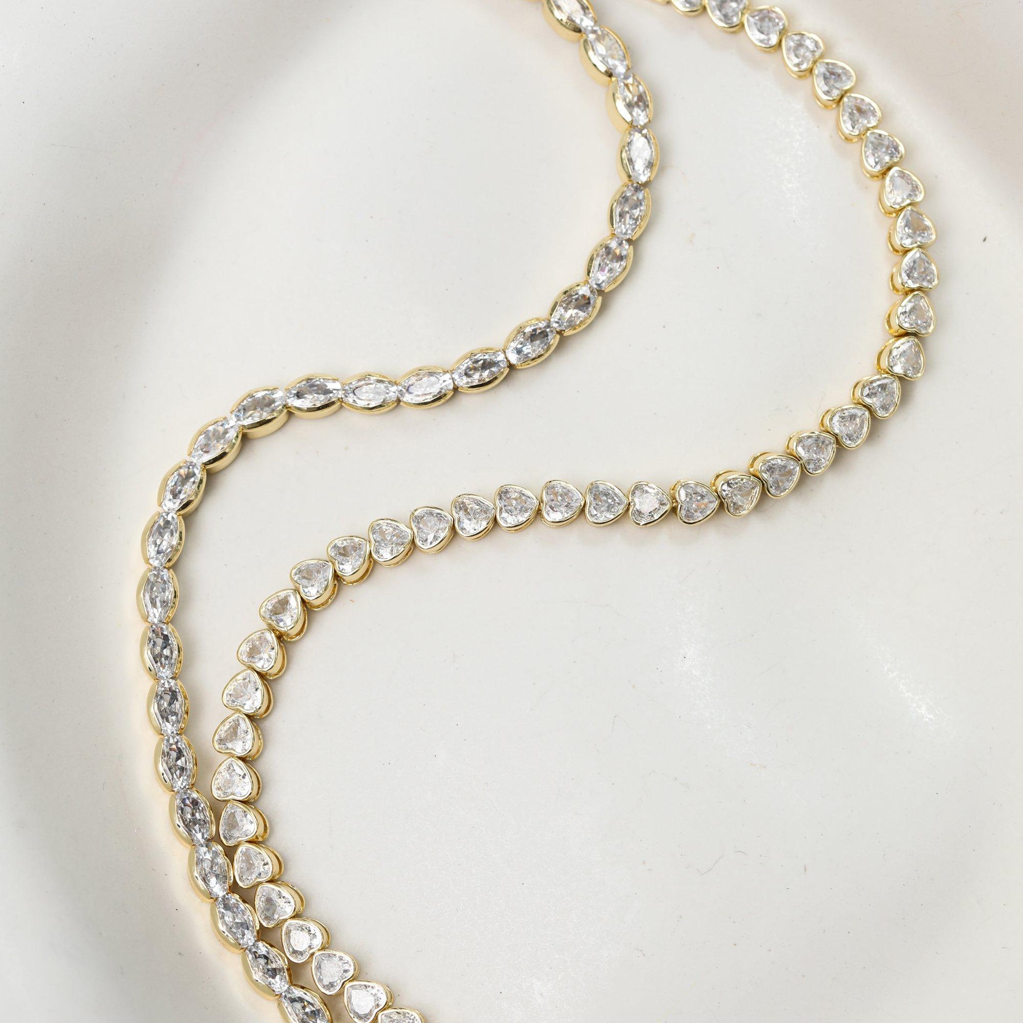 Gold - Inicio - 14K Gold Plated Crystal Tennis Bracelet - 3