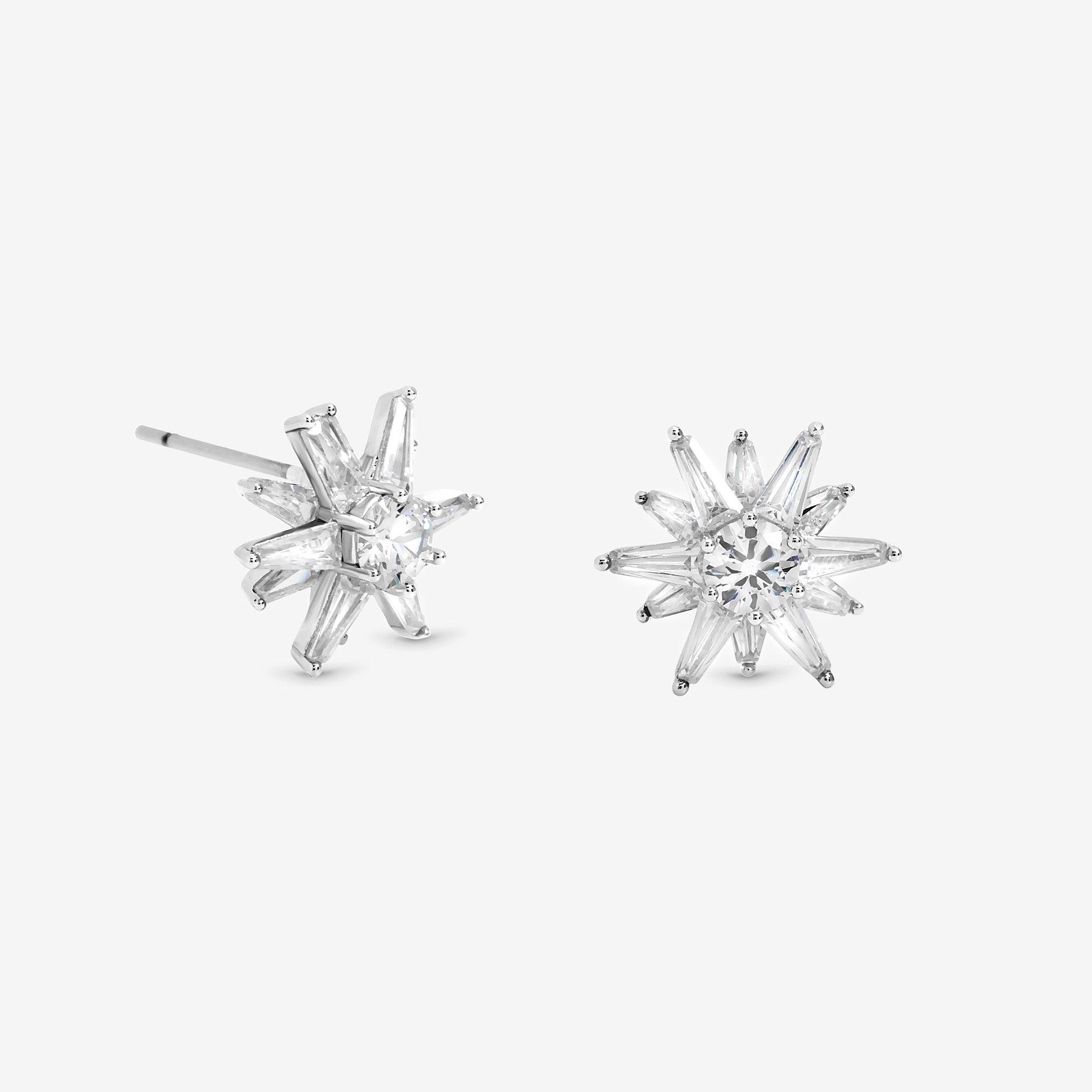 Silver - Jon Richard - Silver Plated CZ Celestial Star Stud Earrings - 1