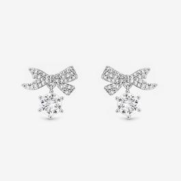 Jon Richard Rhodium Plated Pave Mini Bow Earrings