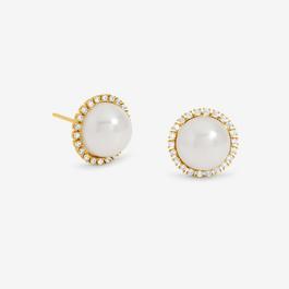 Jon Richard Gold Plated CZ Pearl Stud Earrings