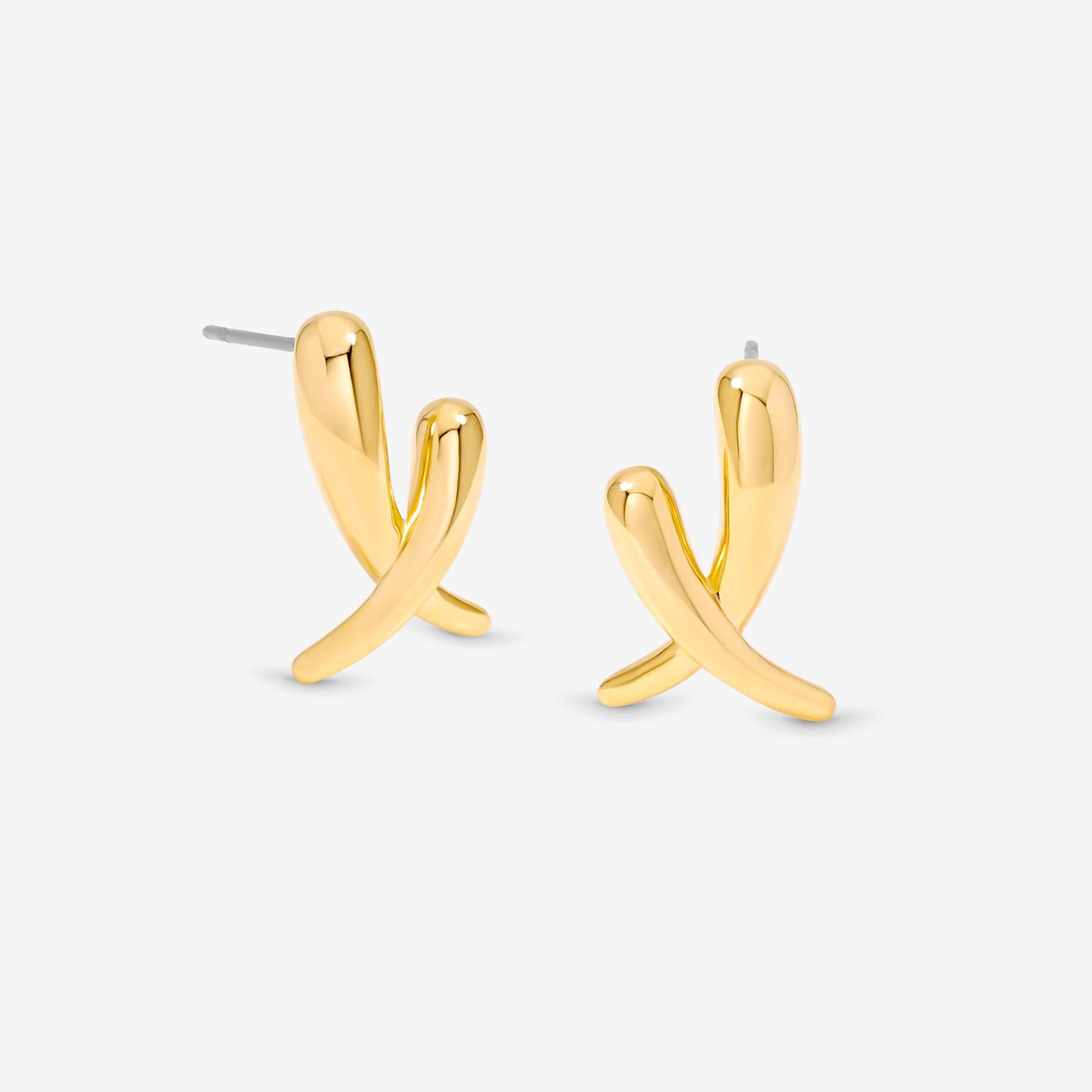 Gold - Jon Richard - Gold Plated Polished Kiss Earrings - 1