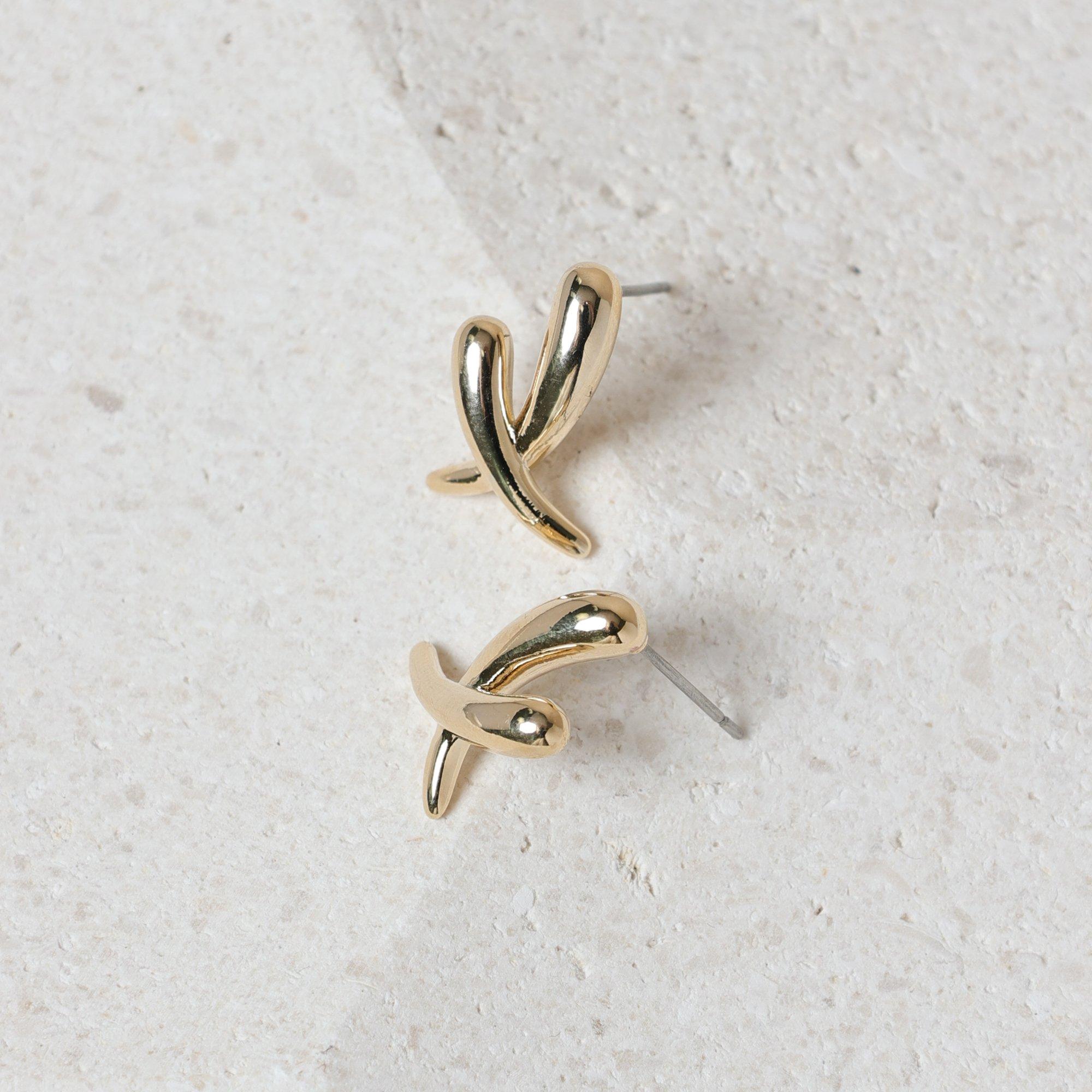 Gold - Jon Richard - Gold Plated Polished Kiss Earrings - 2