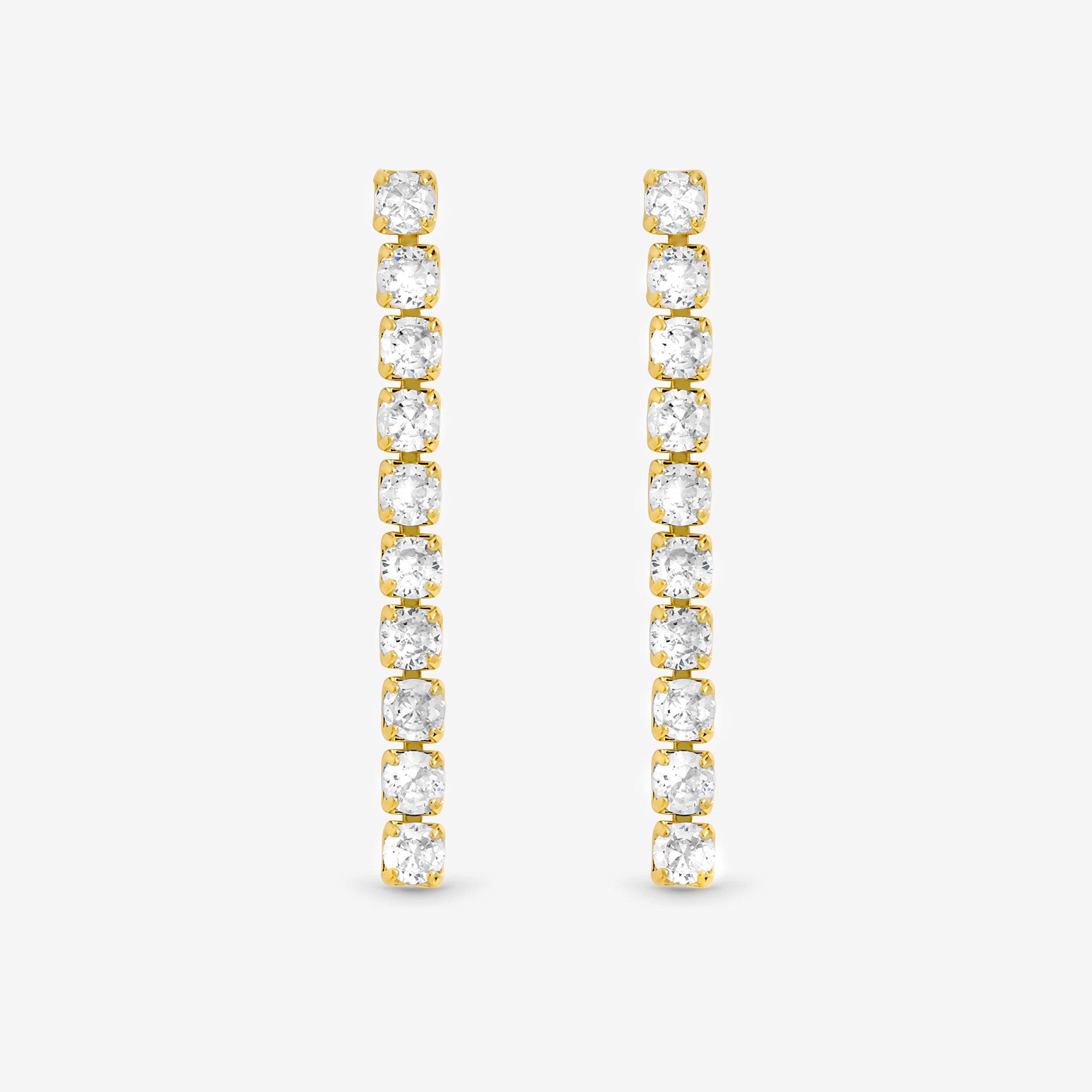 Gold - Jon Richard - Gold Plated CZ Round Tennis Earrings - Gift Box - 1