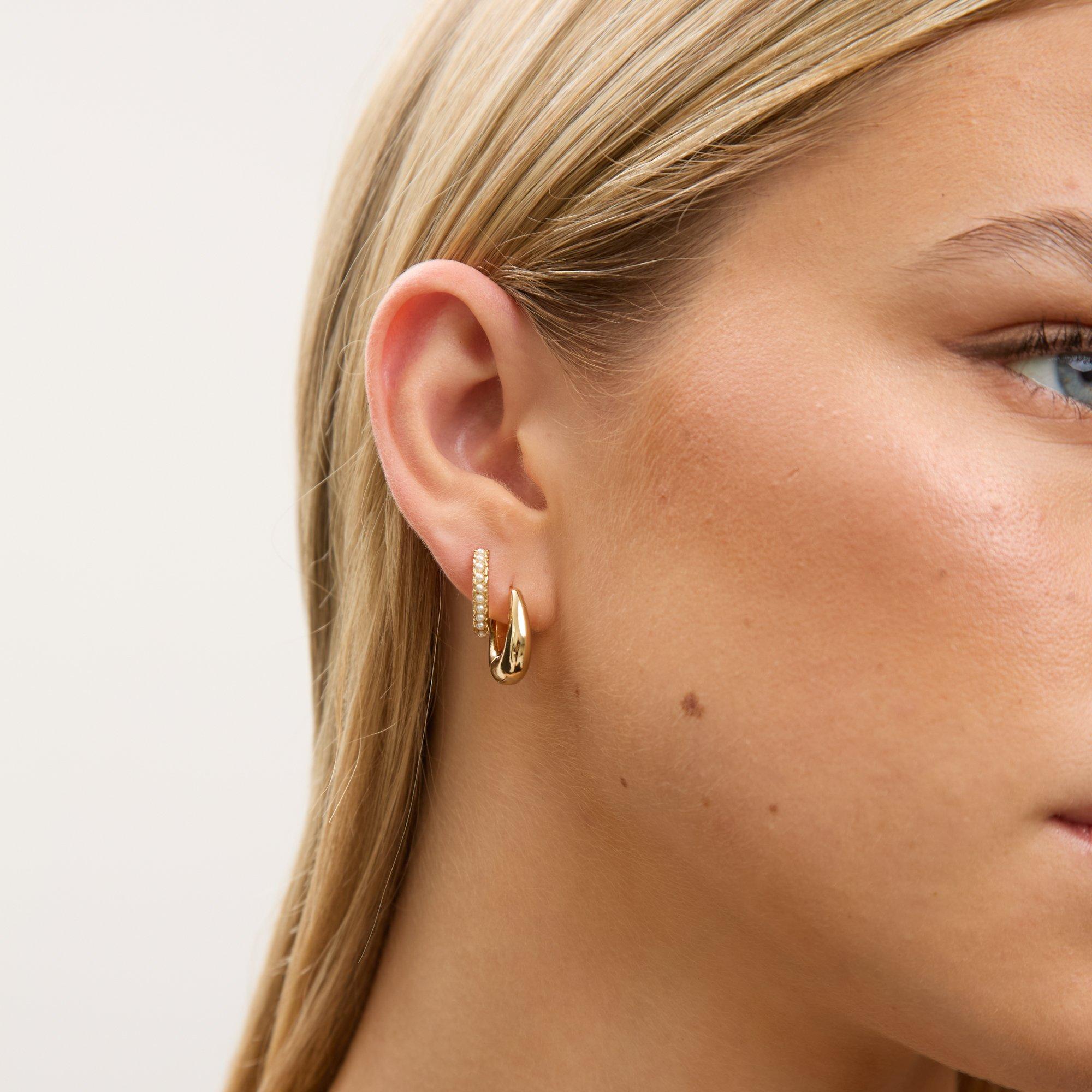 Gold - Jon Richard - Gold Polished Pearl Hoops - Pack of 2 - 2