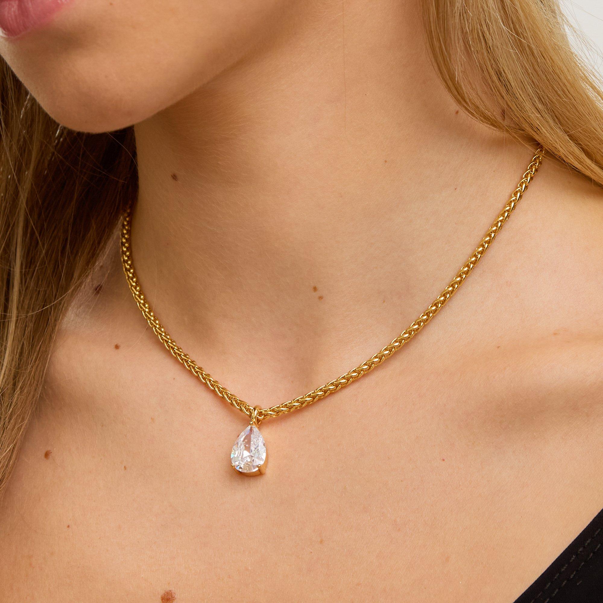 Gold - Jon Richard - 18K Gold Plated Chain CZ Peardrop Necklace - 2