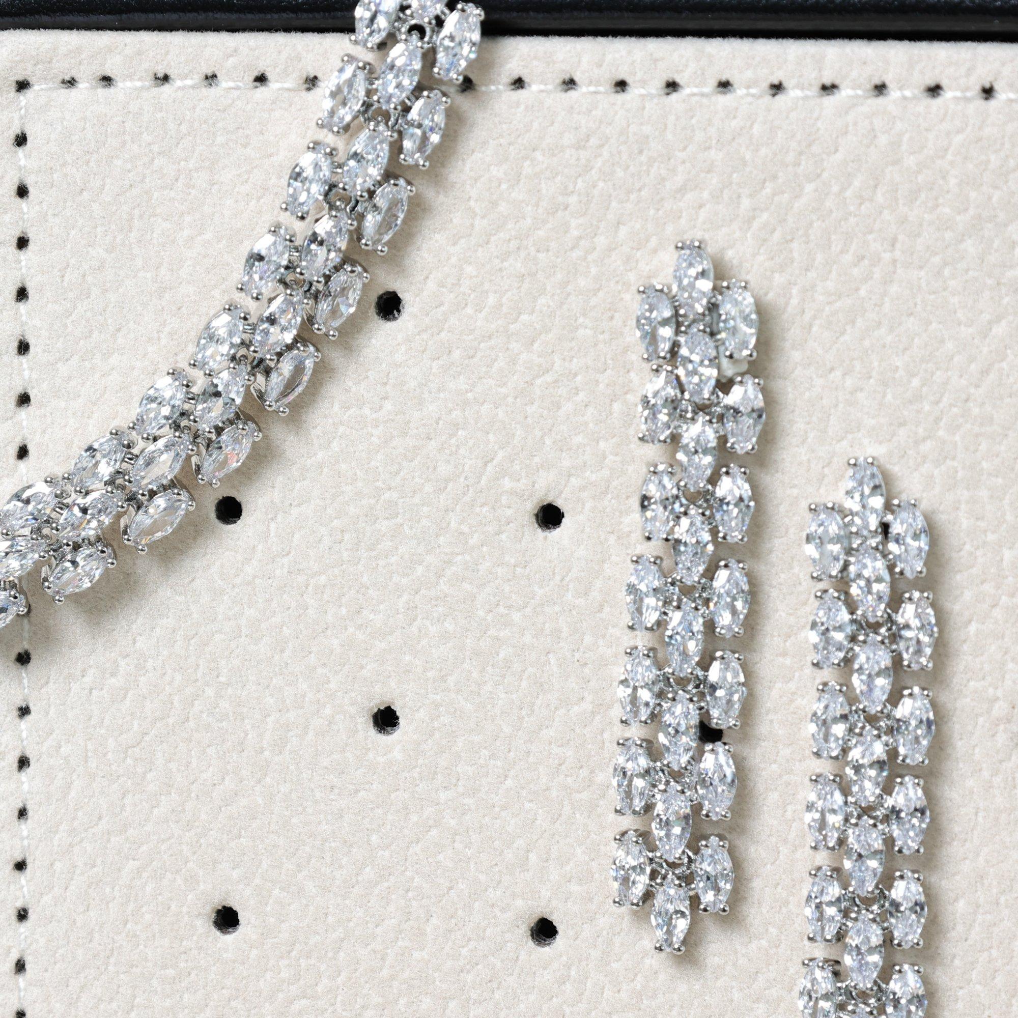 Silver - Jon Richard - Rhodium Plated CZ Navette Bracelet - 3