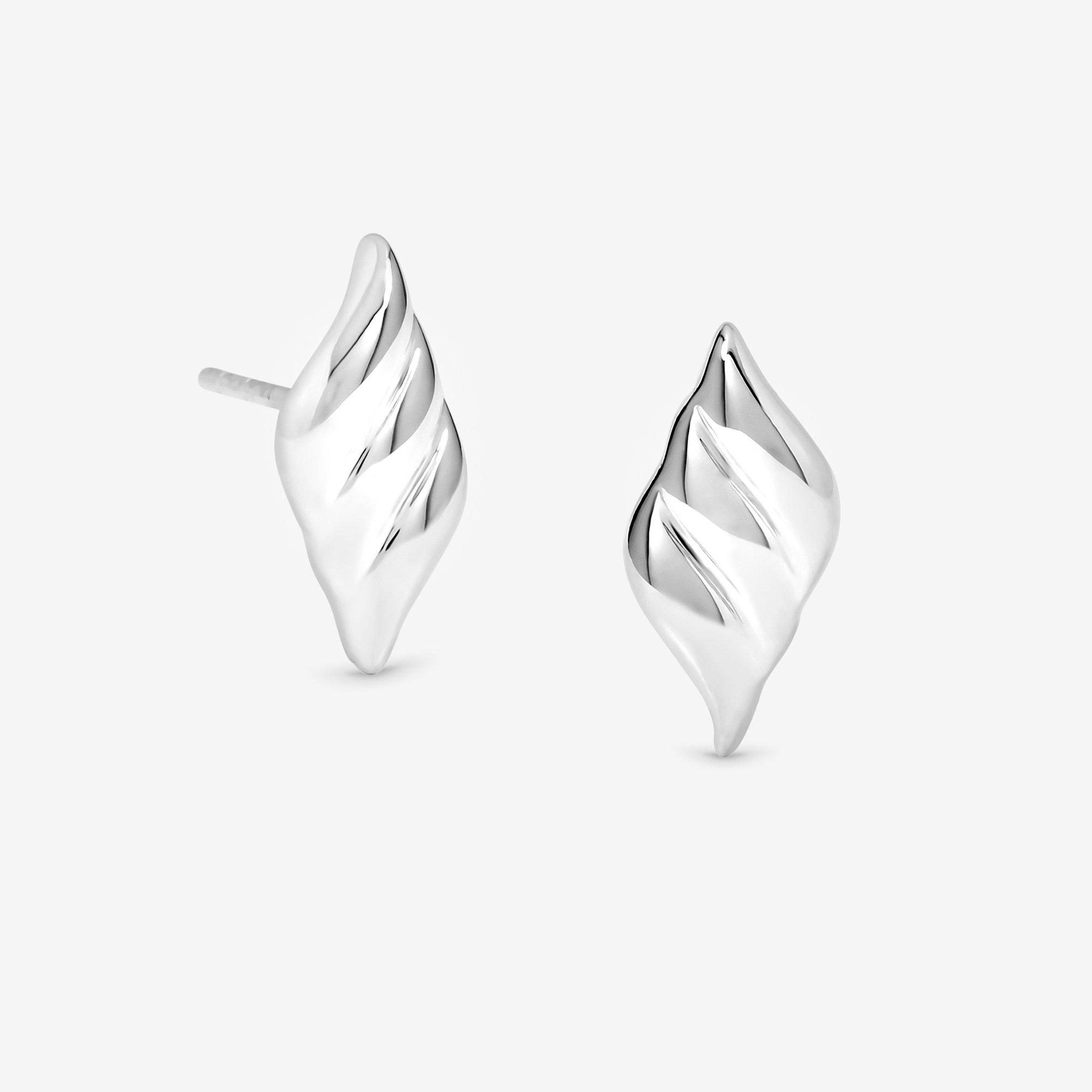 Silver - Simply Silver - Sterling Silver 925 Triple Wave Stud Earrings - 1