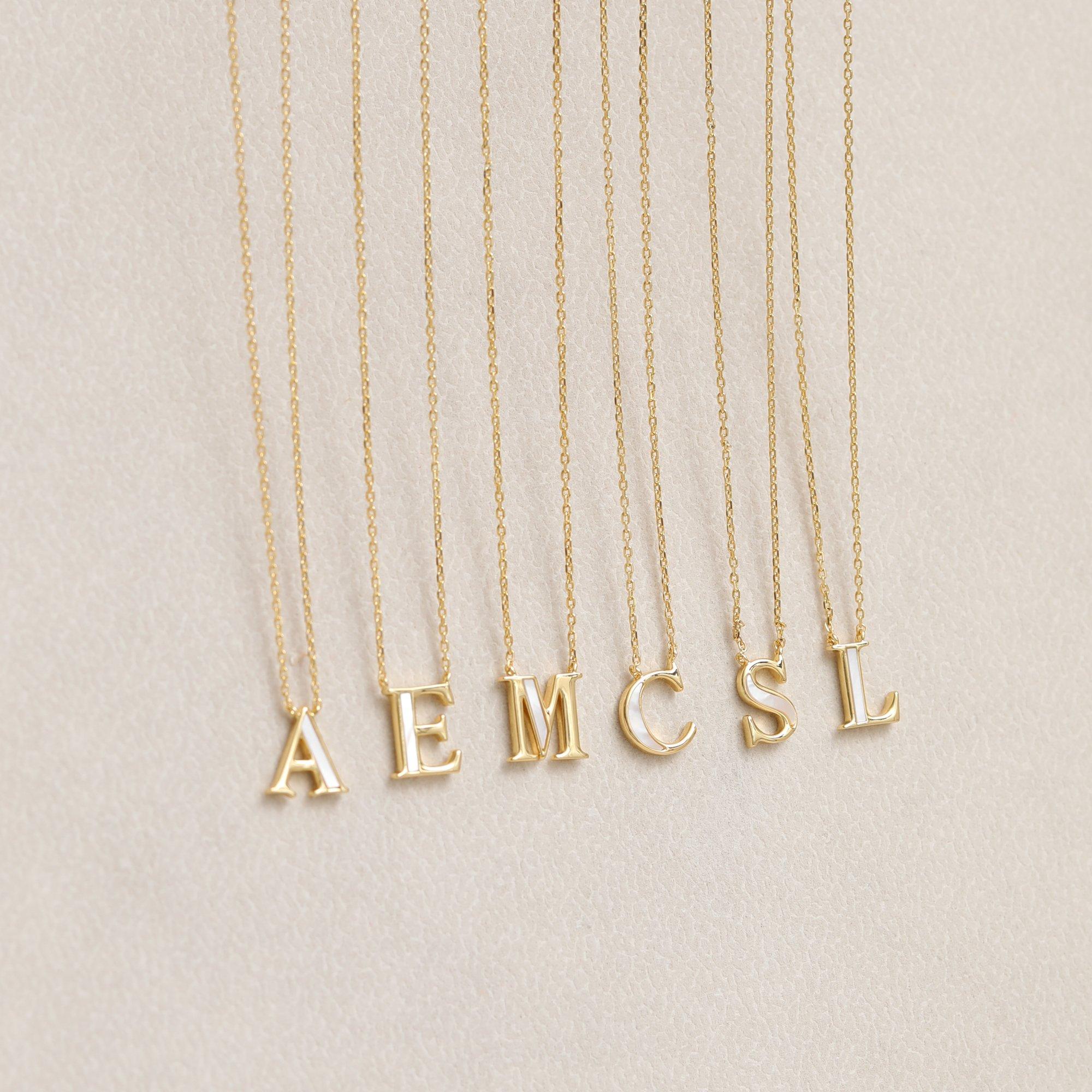 Gold - Inicio - 14K Gold Plated Pearl Initial Pendant - A - 4