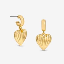Mood Gold Ribbed Heart Huggie Charm Earrings