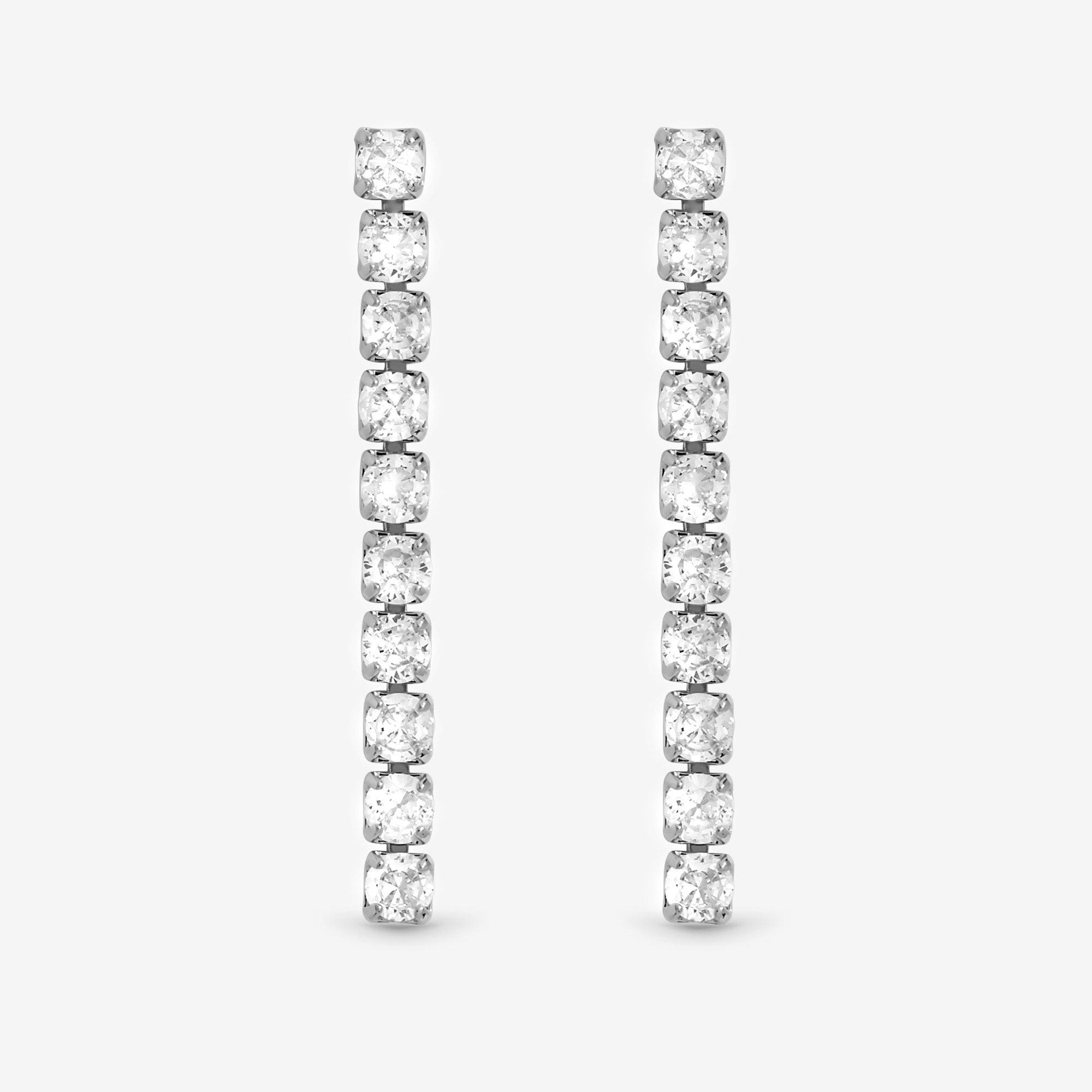 Silver - Jon Richard - Rhodium Plated CZ Round Tennis Earrings - 1