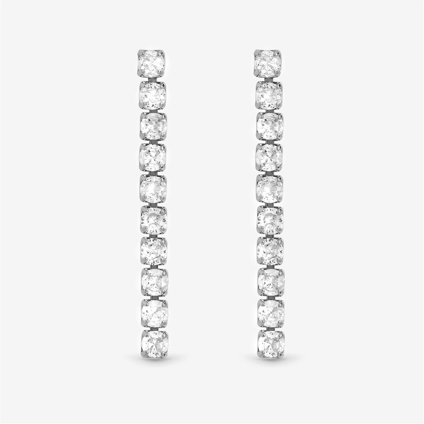 Jon Richard Women's Rhodium Plated Cz Round Tennis Earrings - Silver