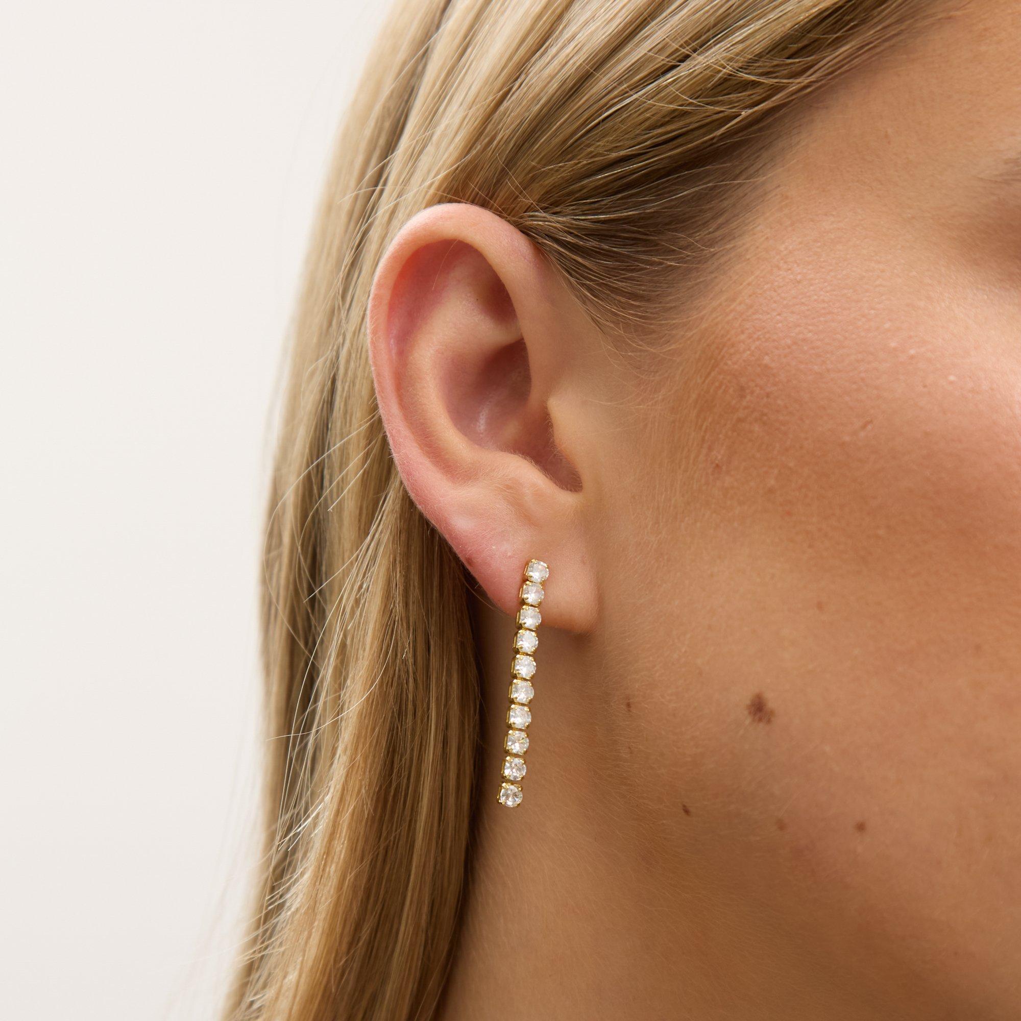 Silver - Jon Richard - Rhodium Plated CZ Round Tennis Earrings - 4