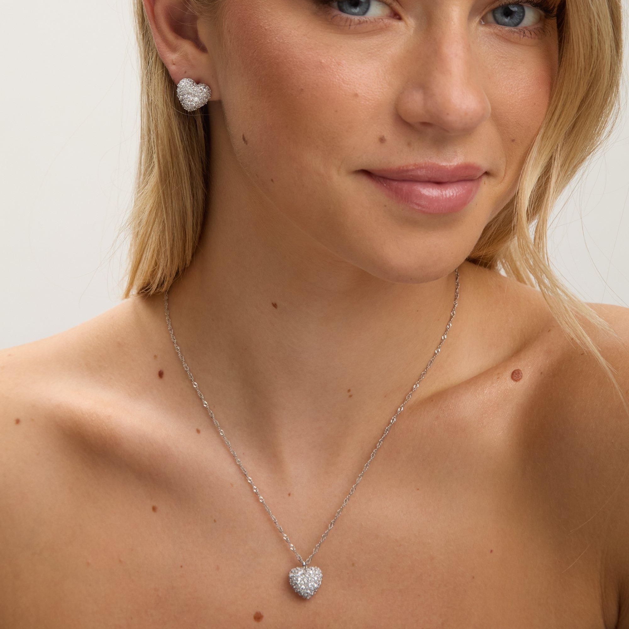 Silver - Jon Richard - Rhodium Plated Pave Heart Pendant - Gift Box - 4