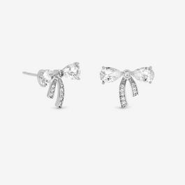 Jon Richard Rhodium Plated CZ Pave Small Bow Studs