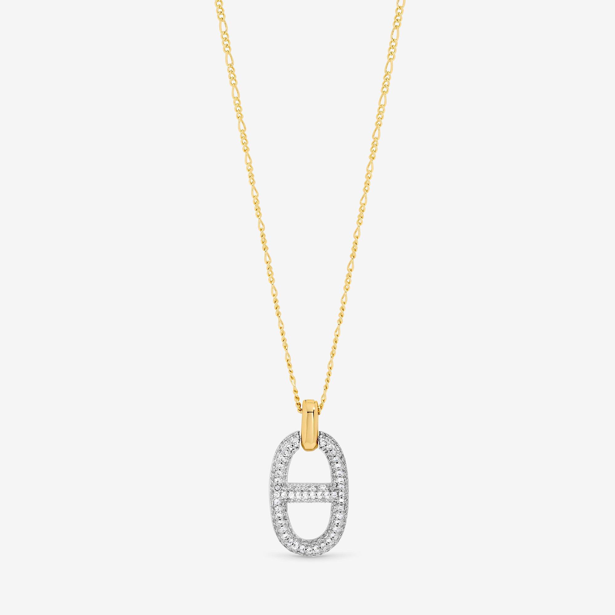 Gold - Jon Richard - 18K Gold Plated Two Tone Pave Link Necklace - 1