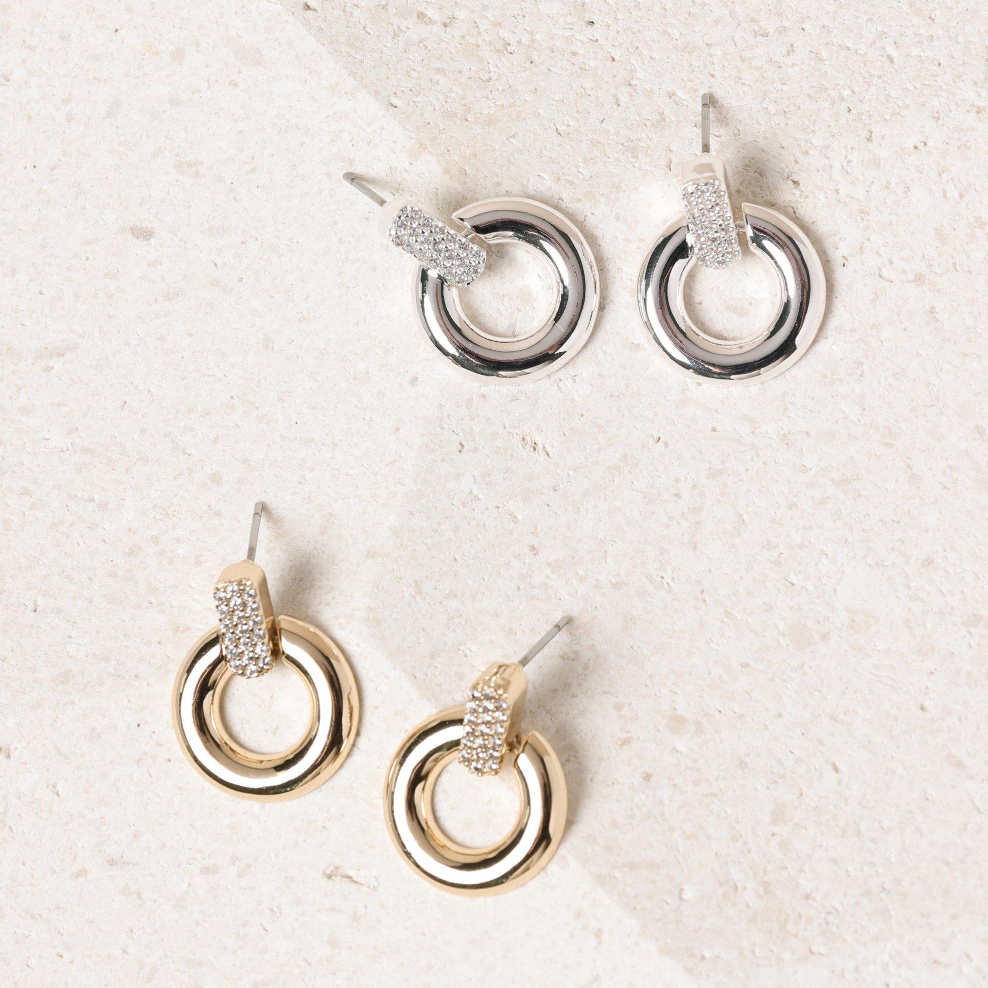 Silver - Jon Richard - Silver Plated Pave Door Knocker Earrings - 3