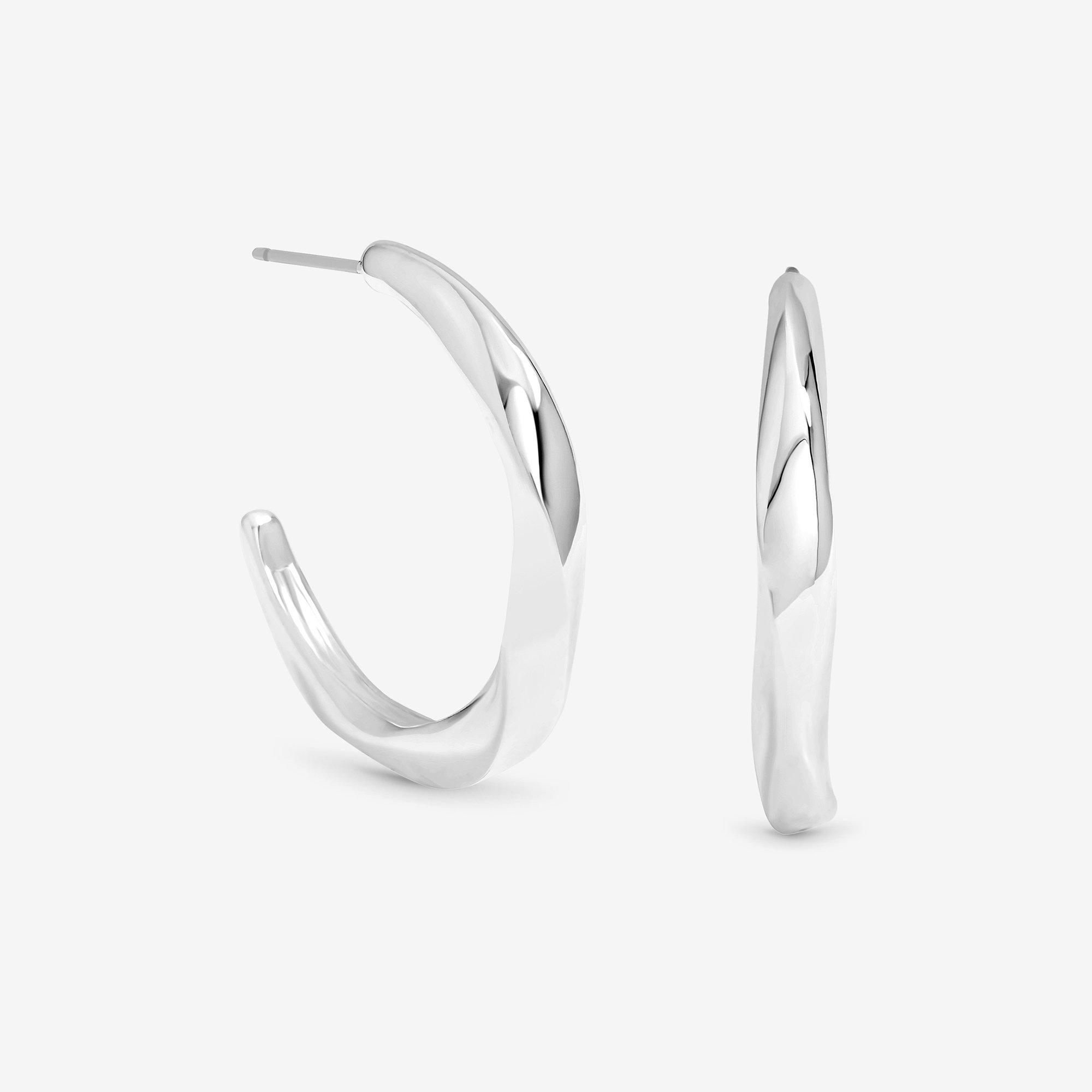 Silver - Jon Richard - Silver Plated Polished Twist Hoop Earrings - 1