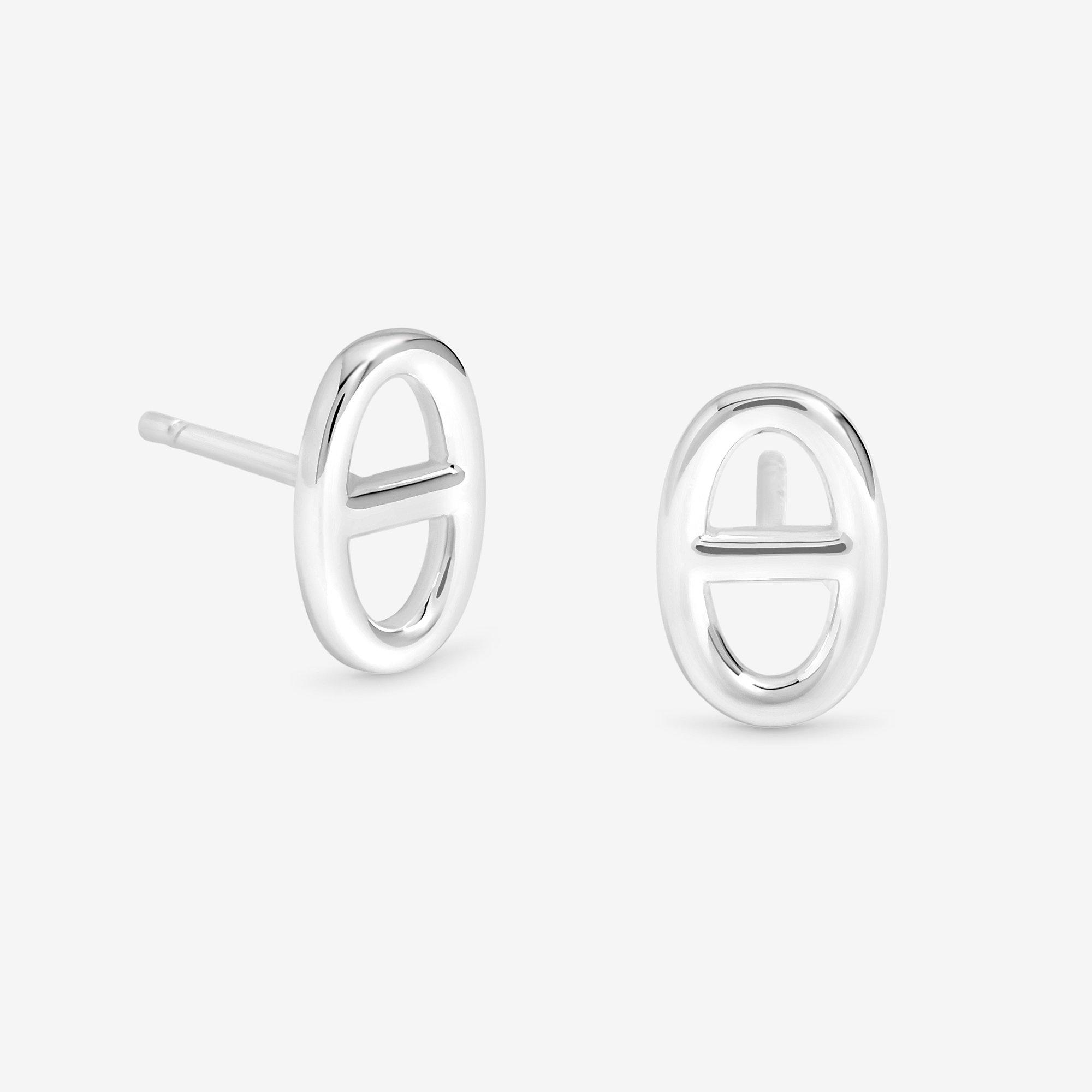 Simply Women's Sterling 925 Polished Marine Stud Earrings Silver