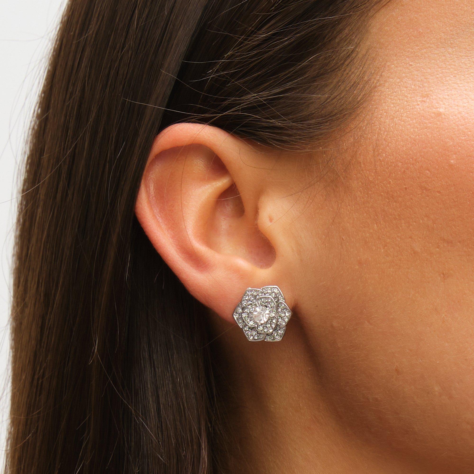 Silver - Mood - Silver Floral Crystal Stud & Hoops - Pack of 3 - 2