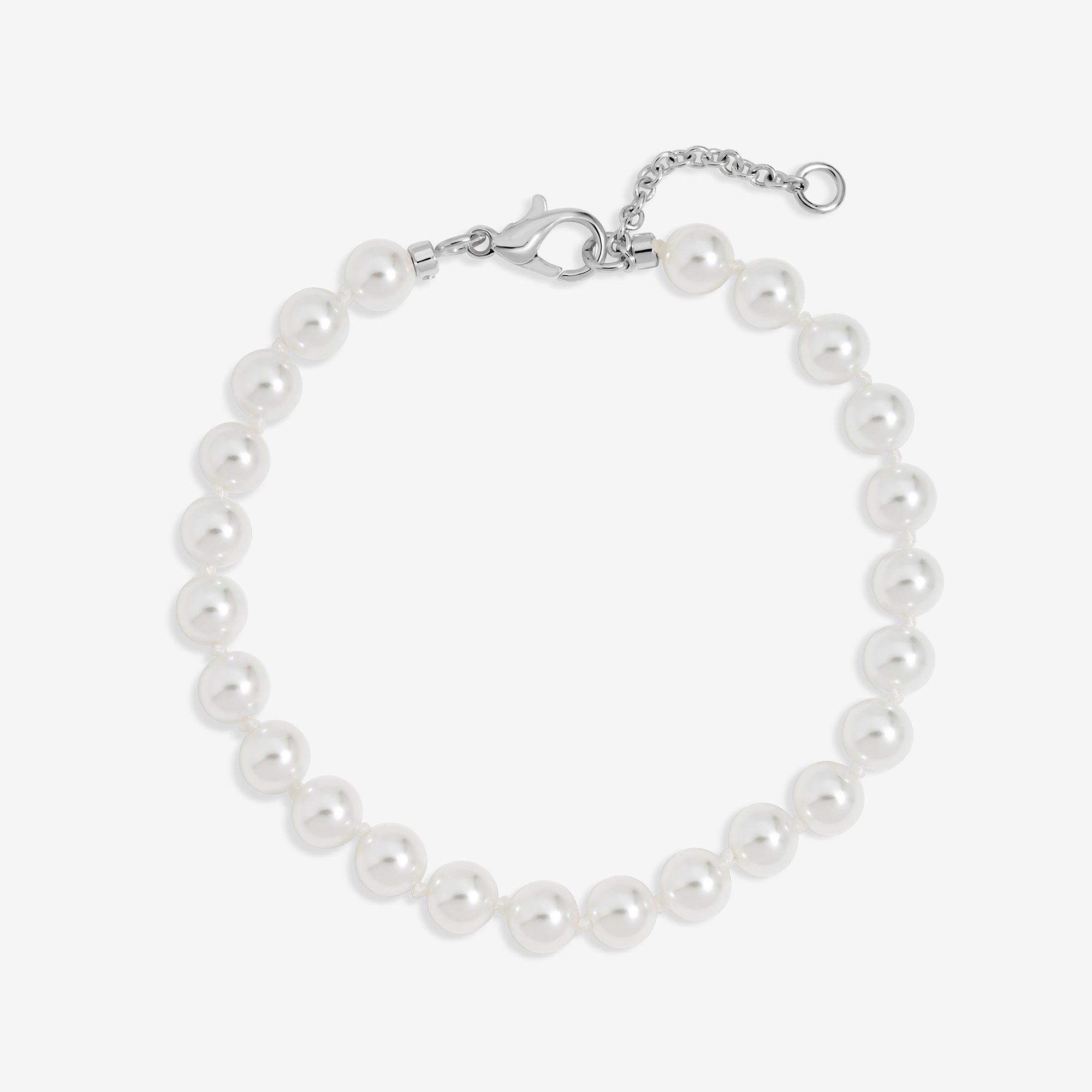 Silver - Jon Richard - Silver Plated 6mm Knotted Pearl Bracelet - 1