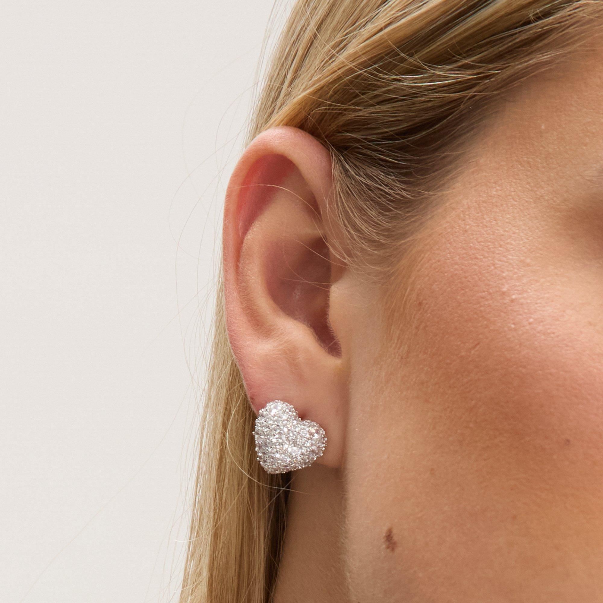 Silver - Jon Richard - Rhodium Plated Pave Heart Stud Earrings - Gift Box - 3