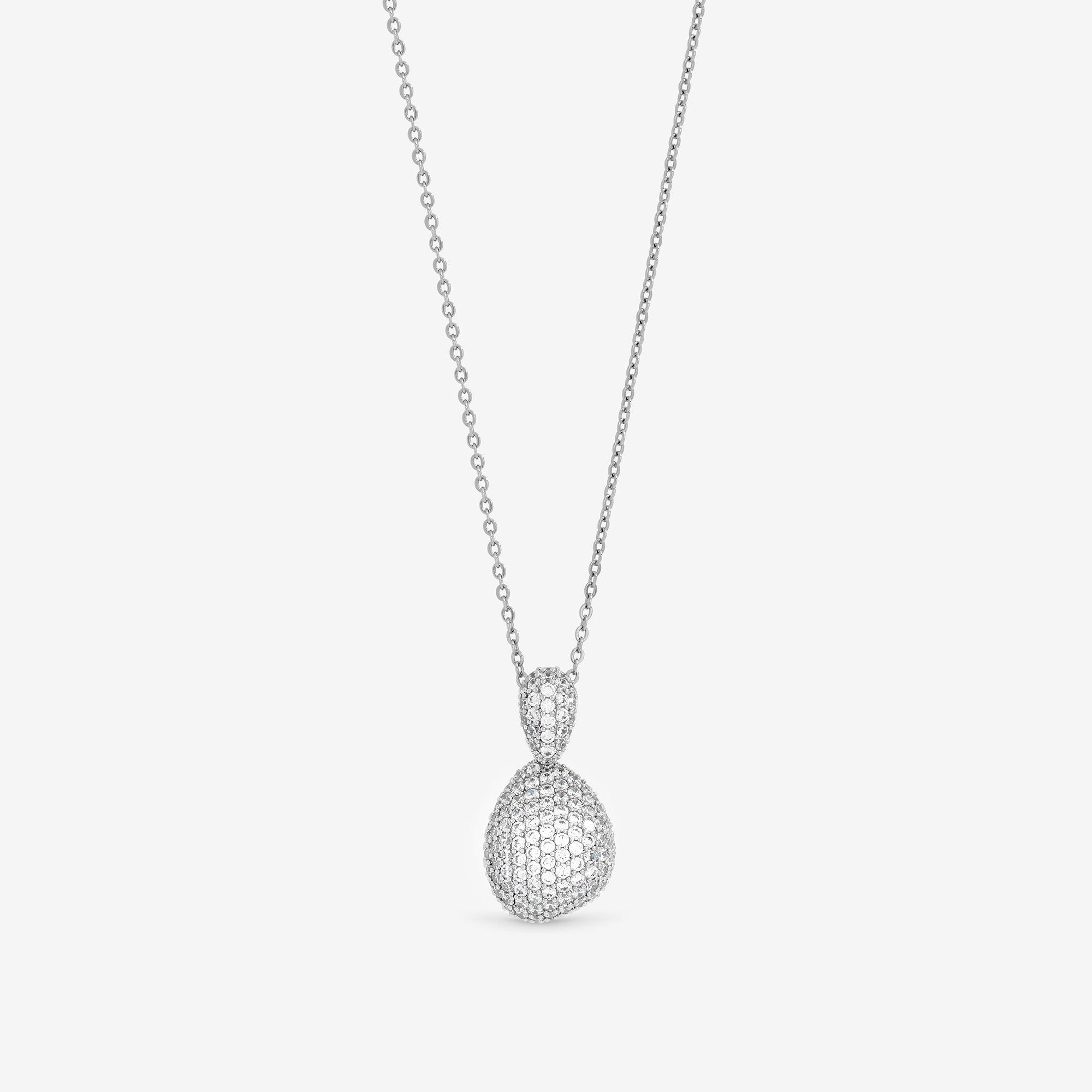 Silver - Jon Richard - Rhodium Plated CZ Drop Dome Pendant - Gift Box - 2