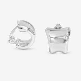 Jon Richard Silver Plated Polished Curved Clip Earrings