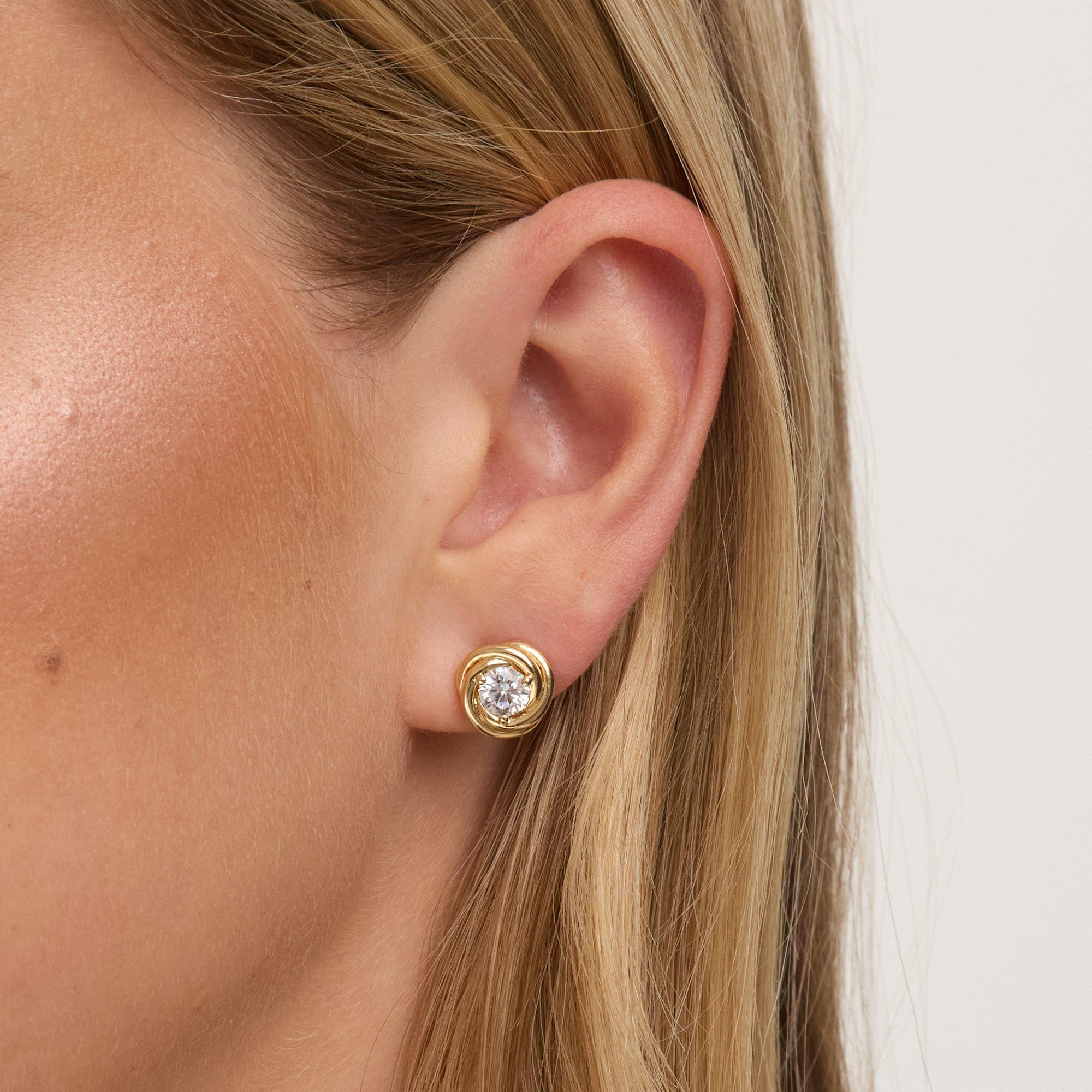 Gold - Jon Richard - Gold Plated Crystal Knot Earrings - 2