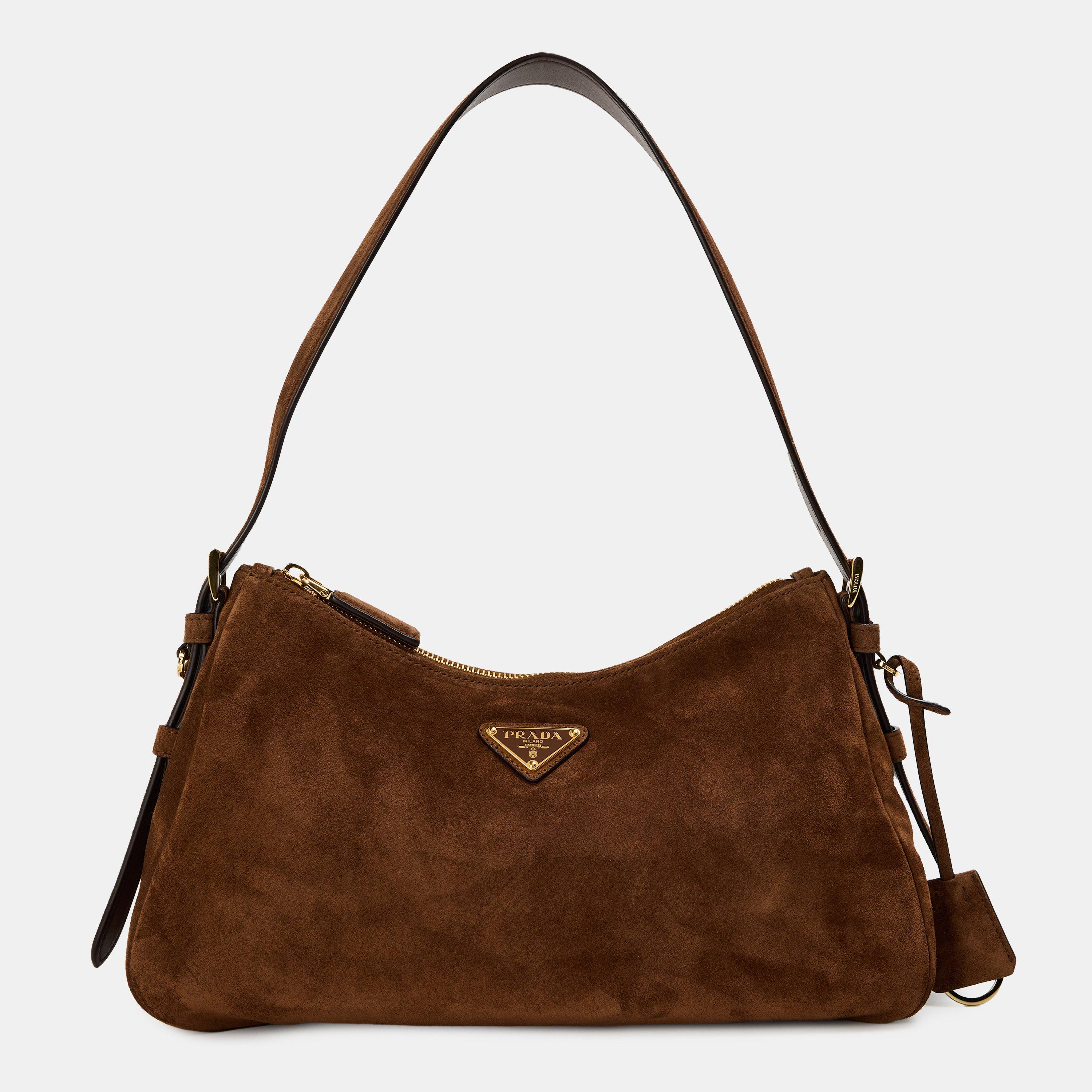 Prada Womens Aimee Medium Shoulder Bag - Cocoa Brown