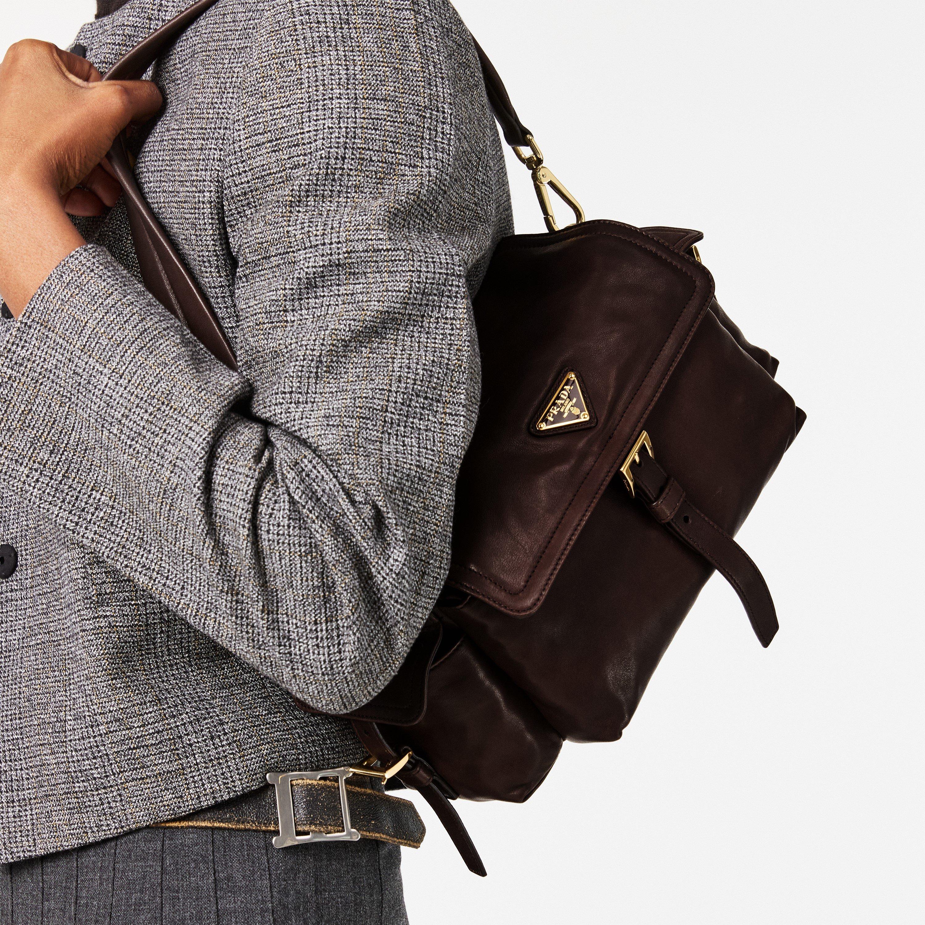 Bruciato - Prada - Explore Medium Leather Shoulder Bag with Flap - 3