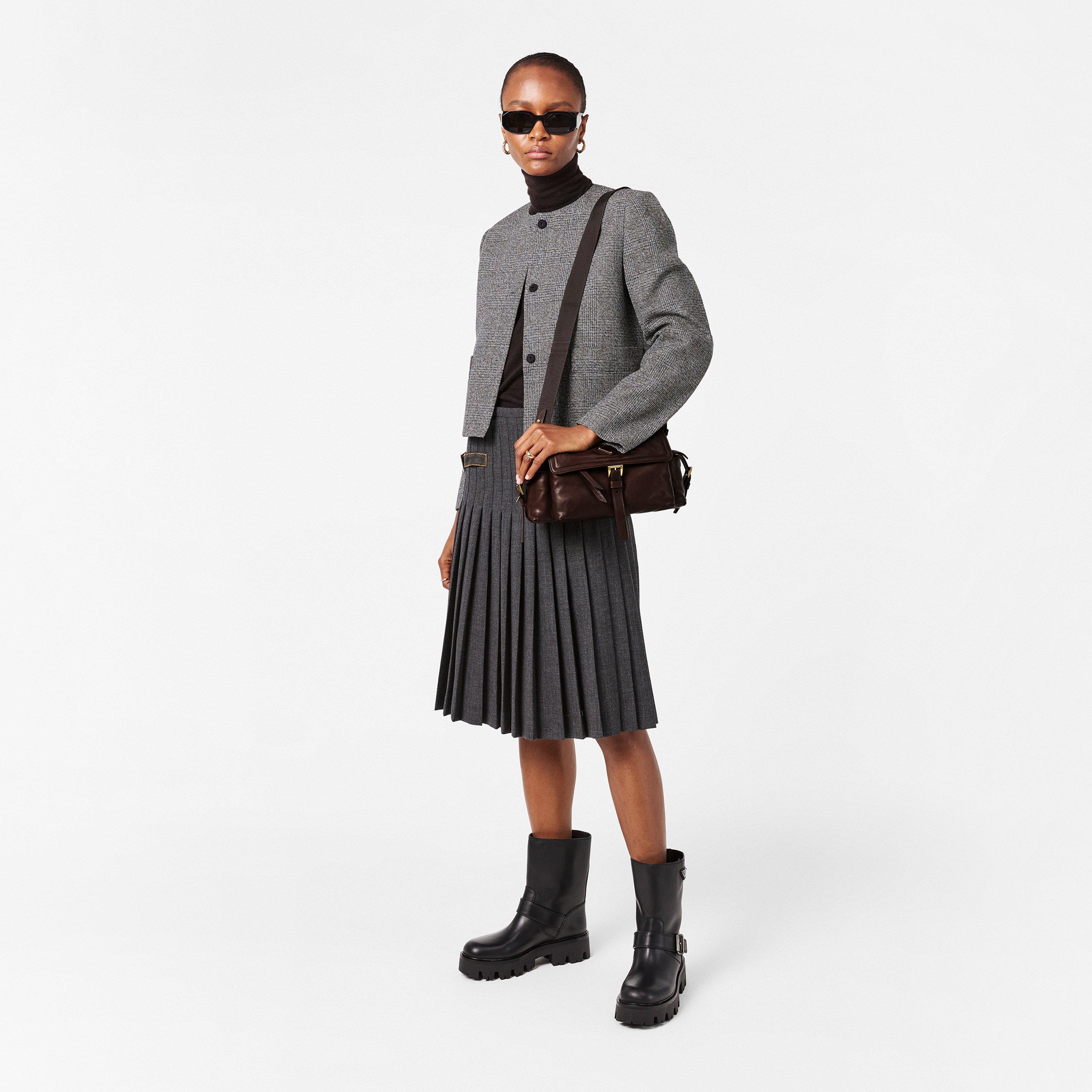 Bruciato - Prada - Explore Medium Leather Shoulder Bag with Flap - 6