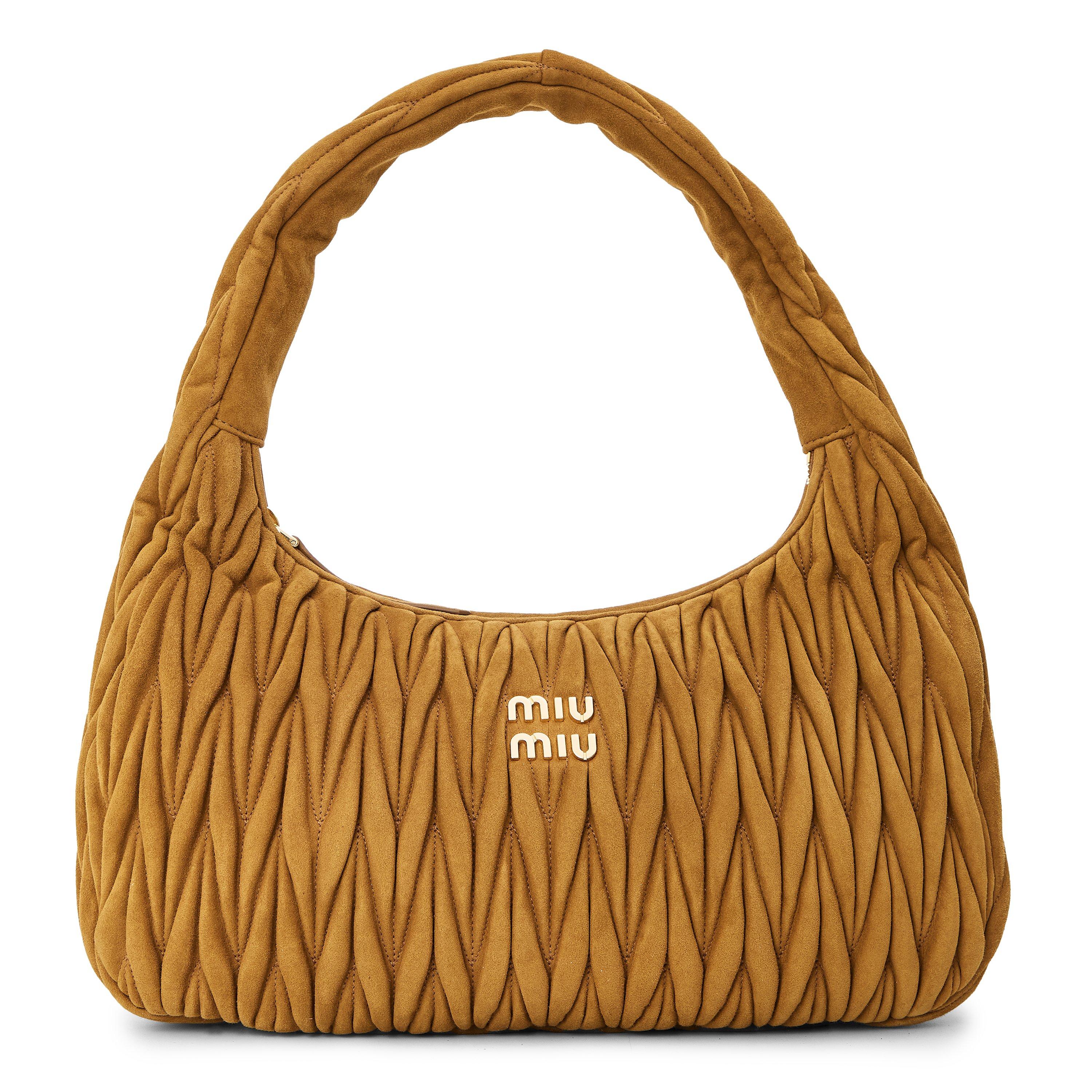 Miu Miu Large Suede Wander Bag - Oliva