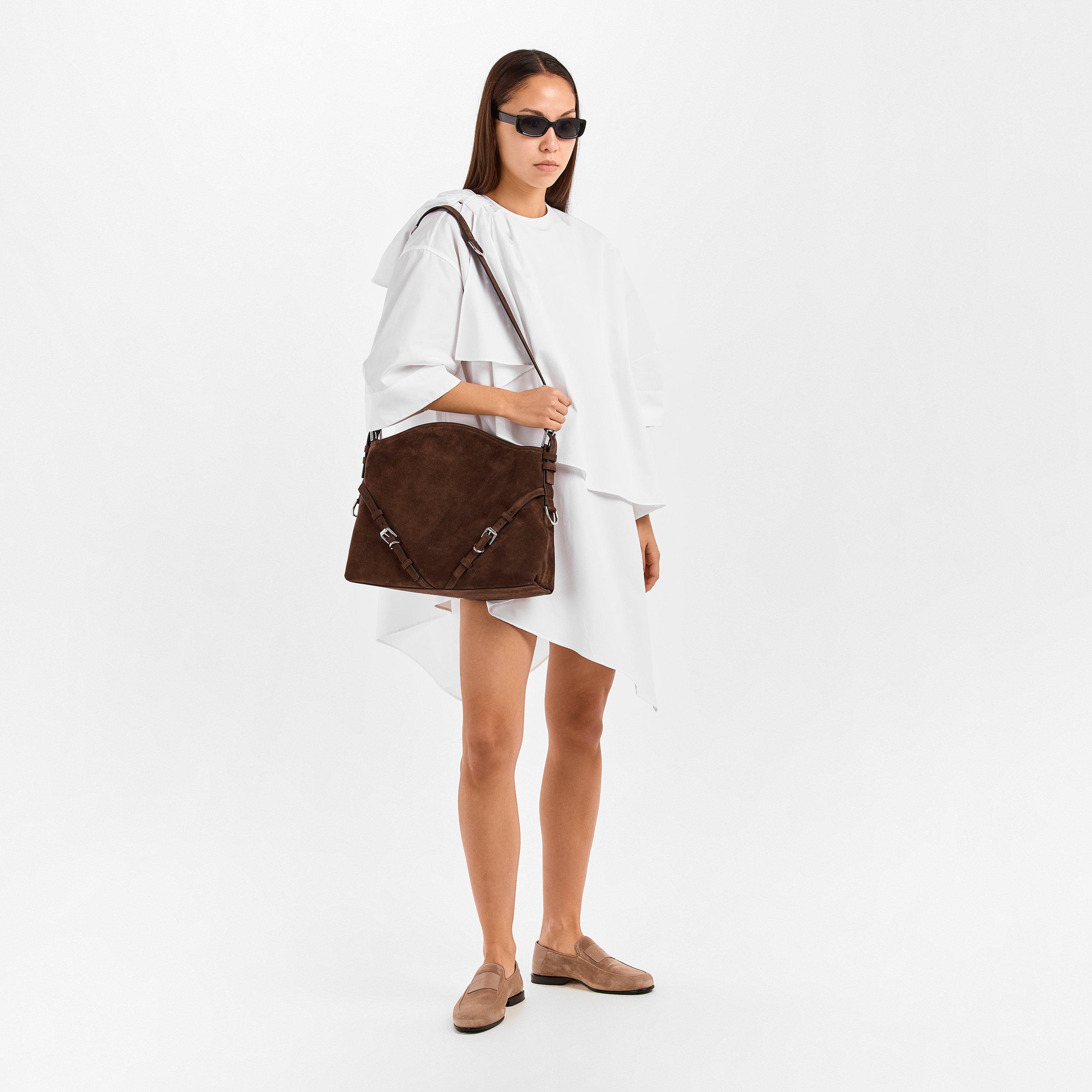 Ebony Brown - GIVENCHY - Women's GIV Suede Voyou Suede Shoulder Bag - 7