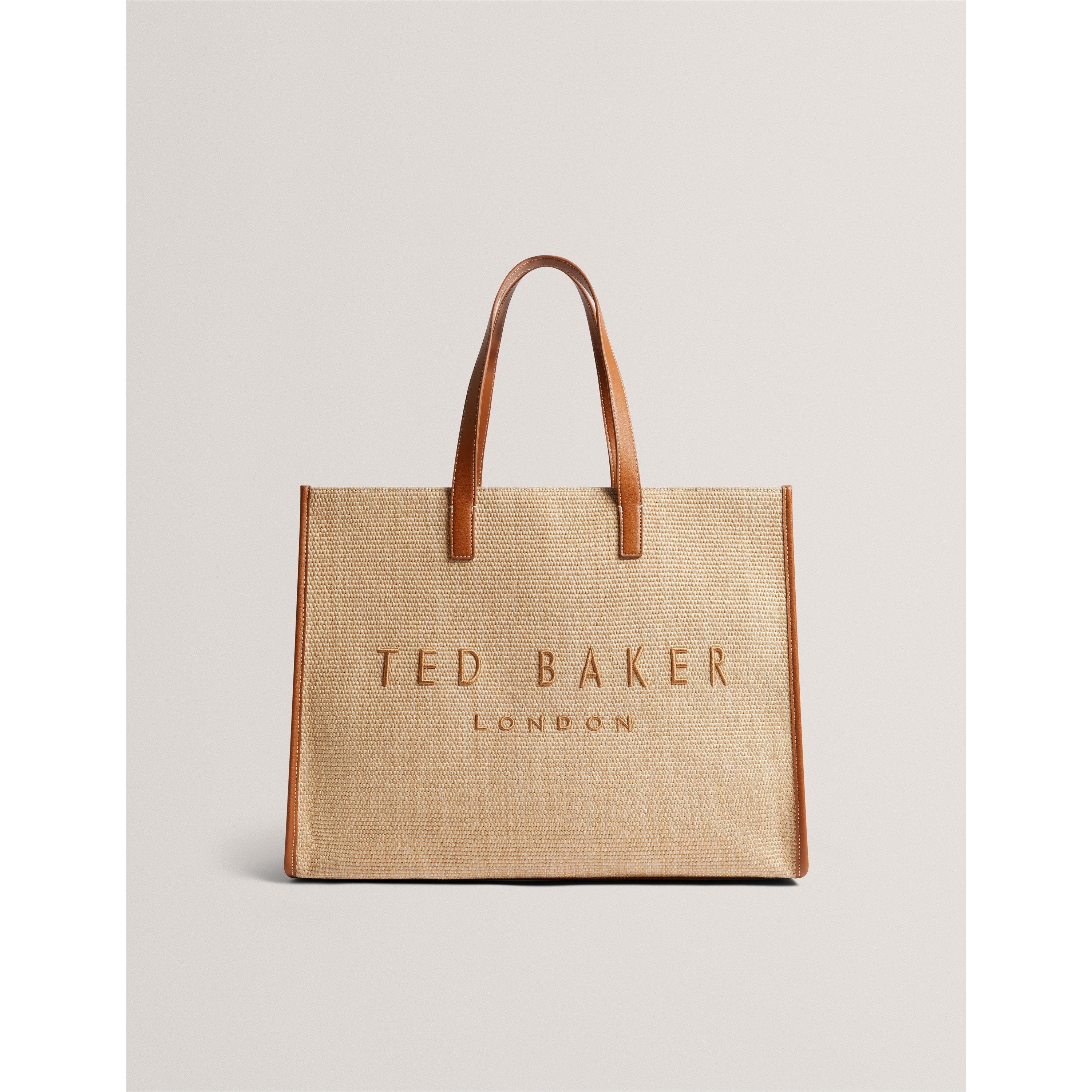 Taupe - Ted Baker - Women's Raffia Icon Shoulder Bag - 1