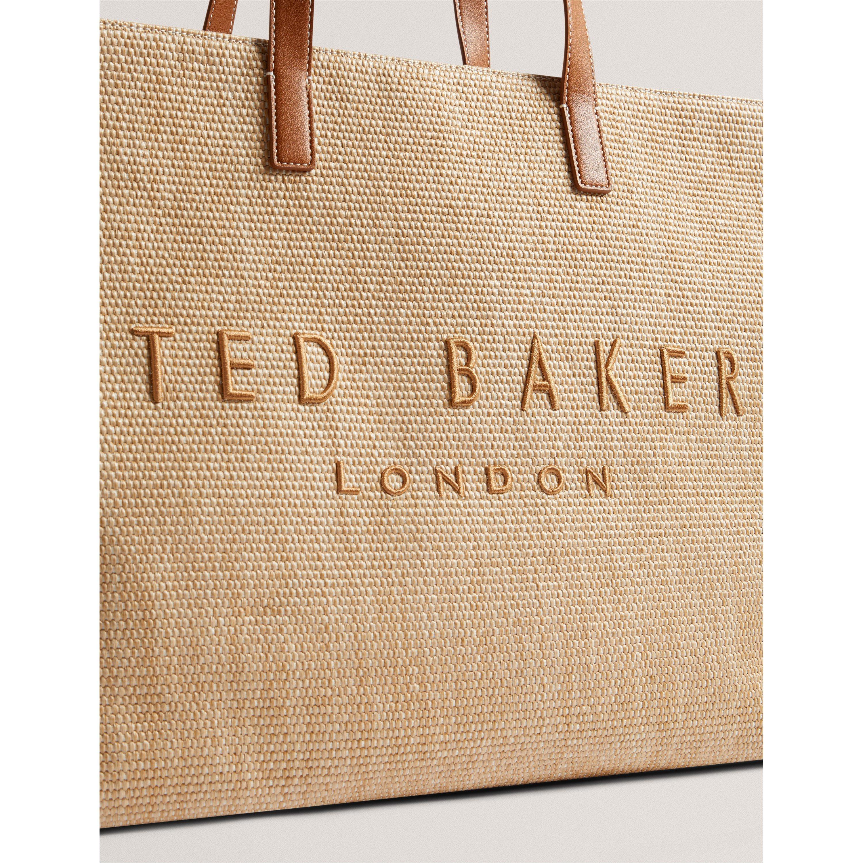 Taupe - Ted Baker - Women's Raffia Icon Shoulder Bag - 3