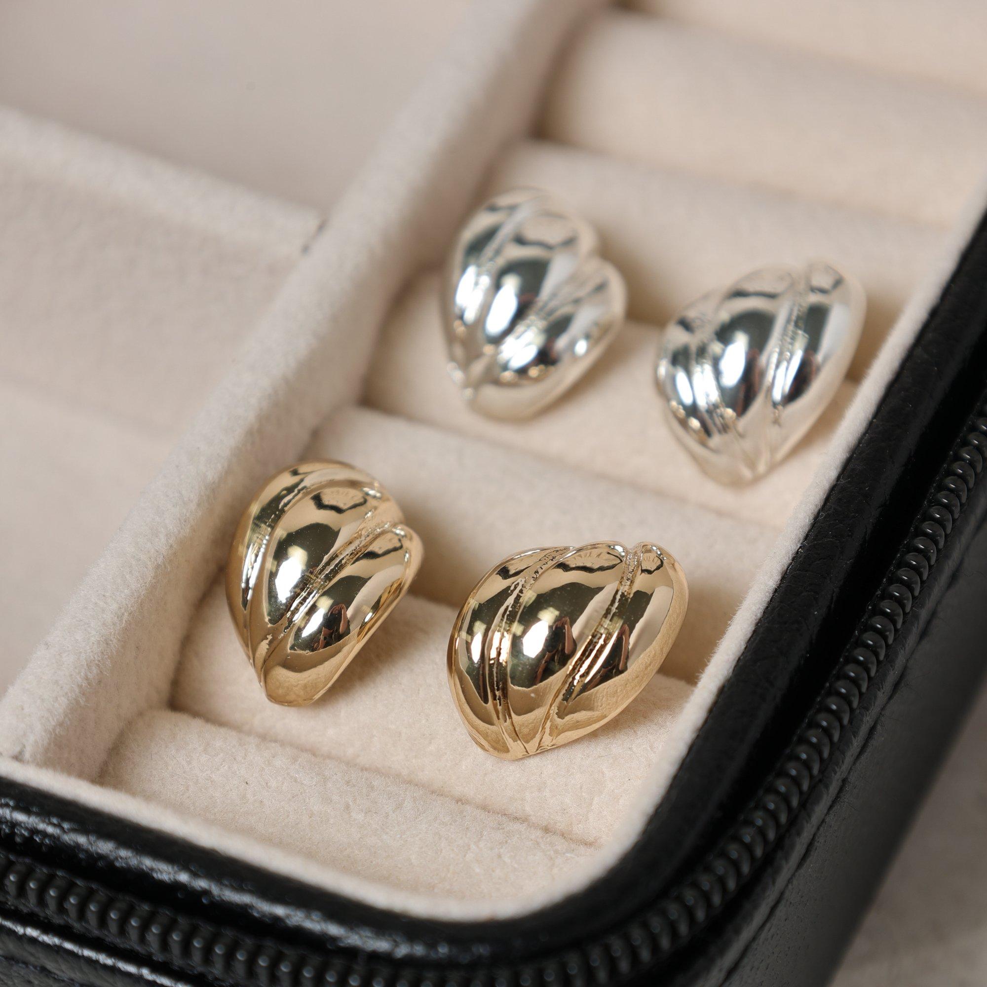 Gold - Jon Richard - Gold PlateD Mini Ribbed Stud Earrings - 2