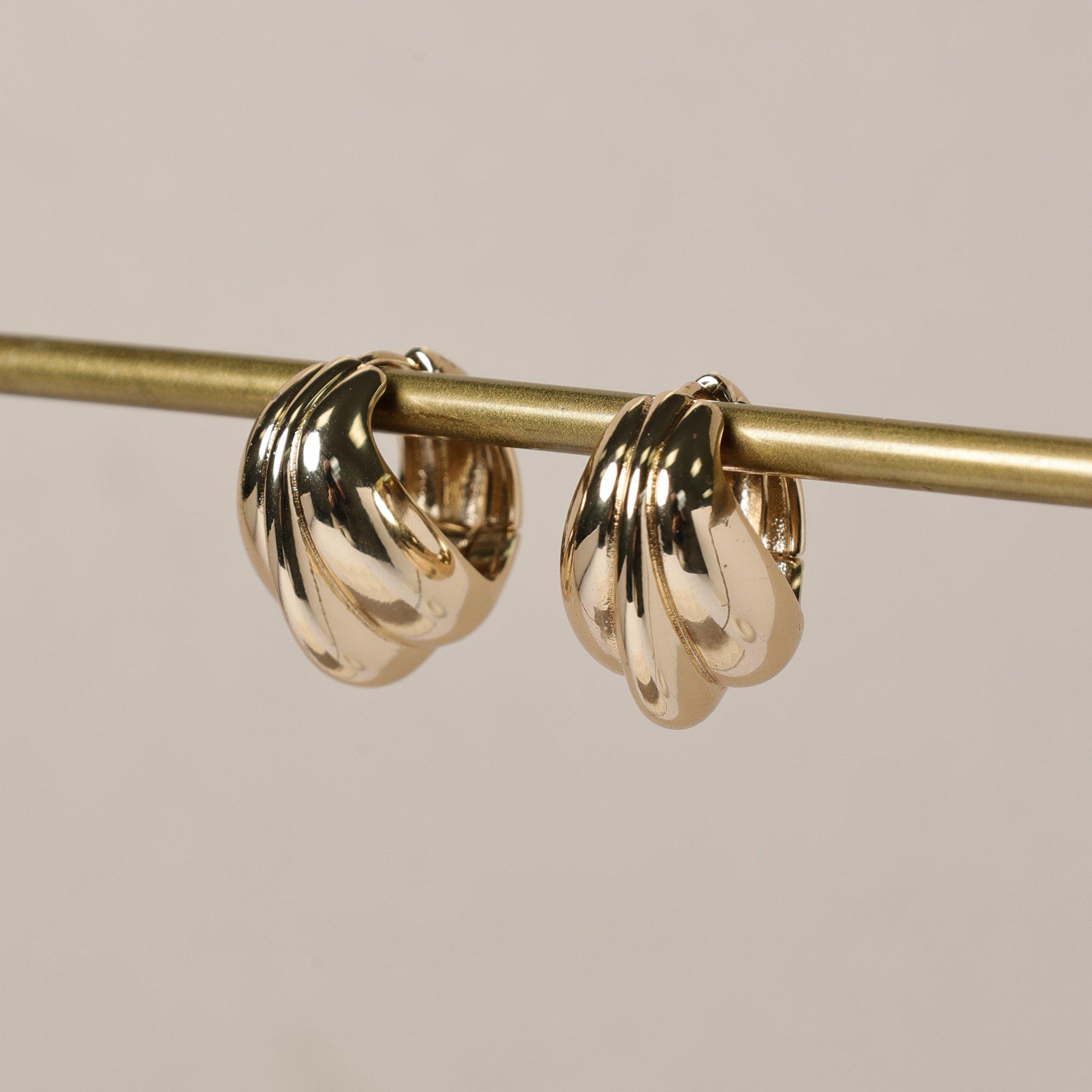 Gold - Jon Richard - Gold PlateD Mini Ribbed Stud Earrings - 3