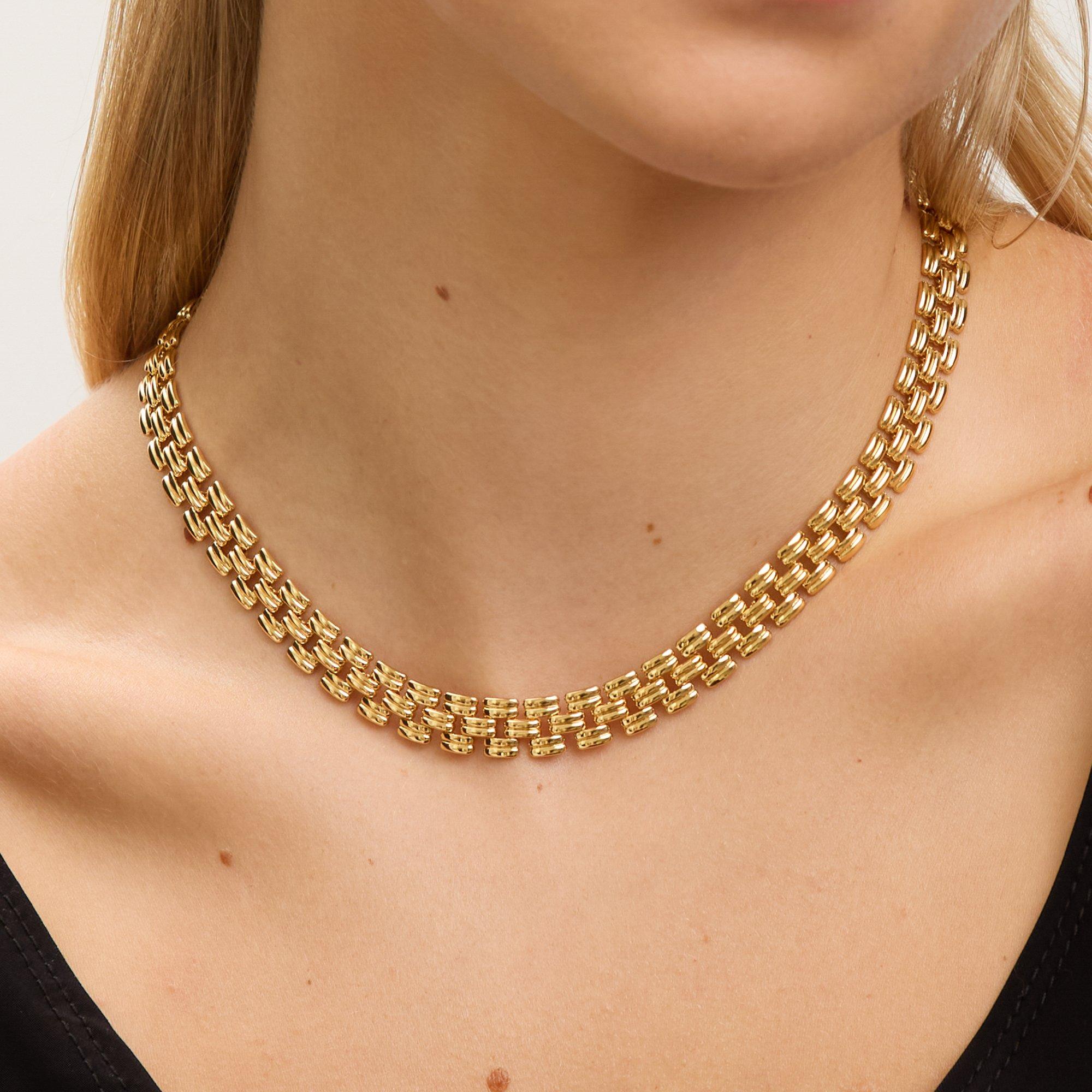 Gold - Jon Richard - 18K Gold Plated Gate Chain Necklace - 2