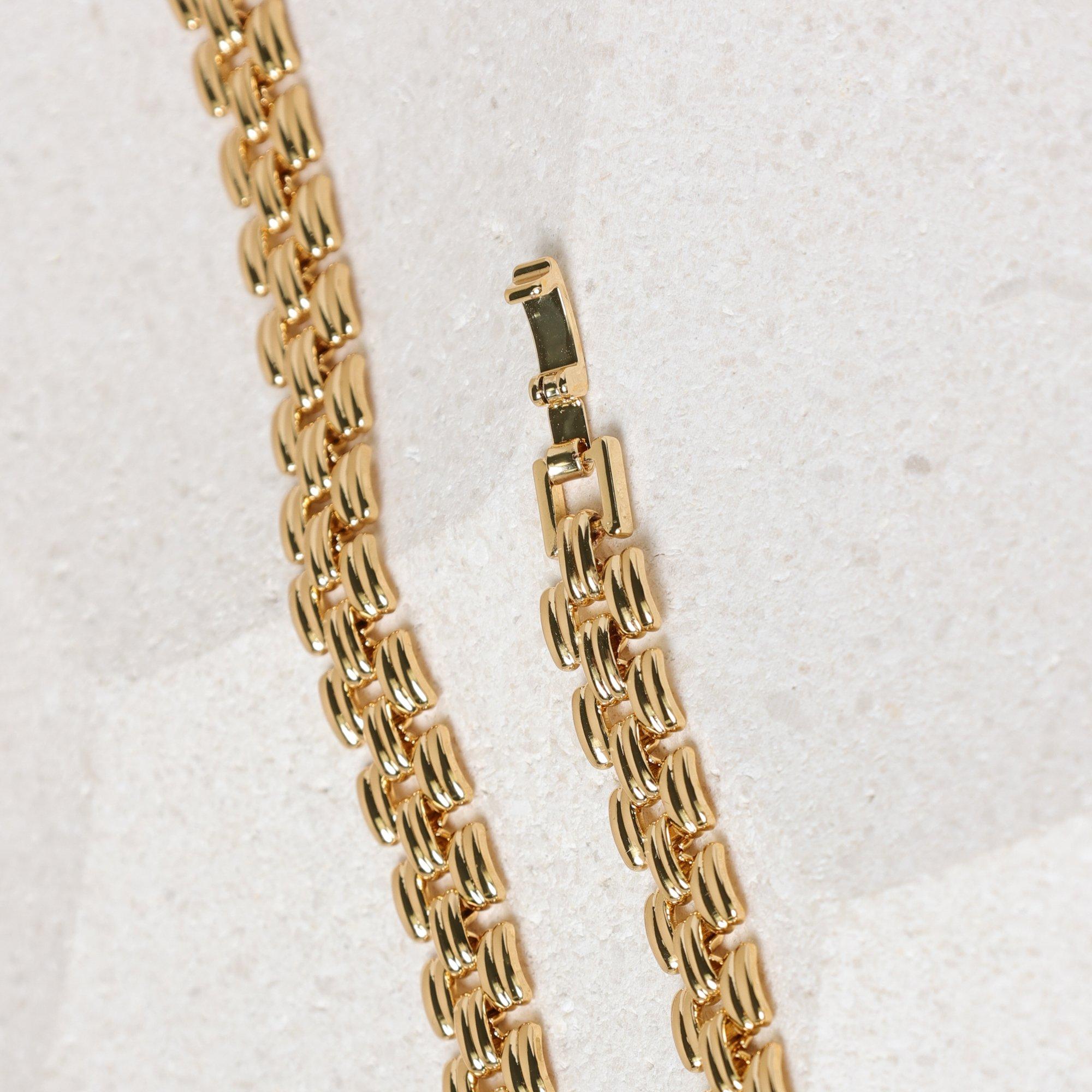 Gold - Jon Richard - 18K Gold Plated Gate Chain Necklace - 3