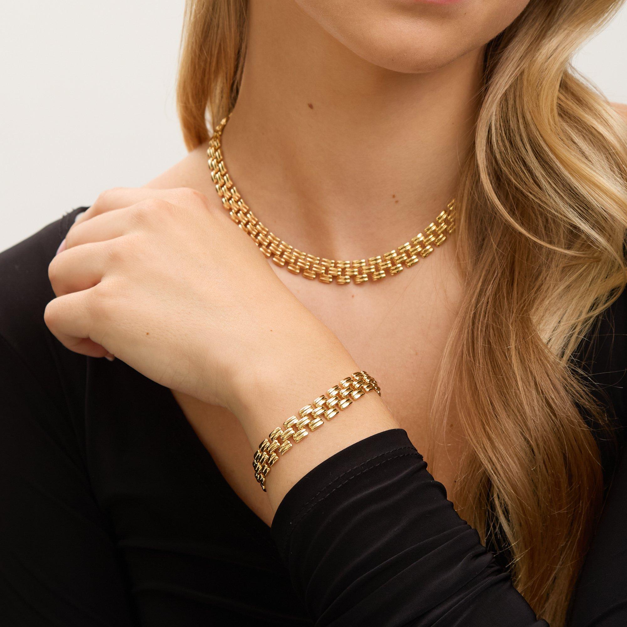 Gold - Jon Richard - 18K Gold Plated Gate Chain Necklace - 4