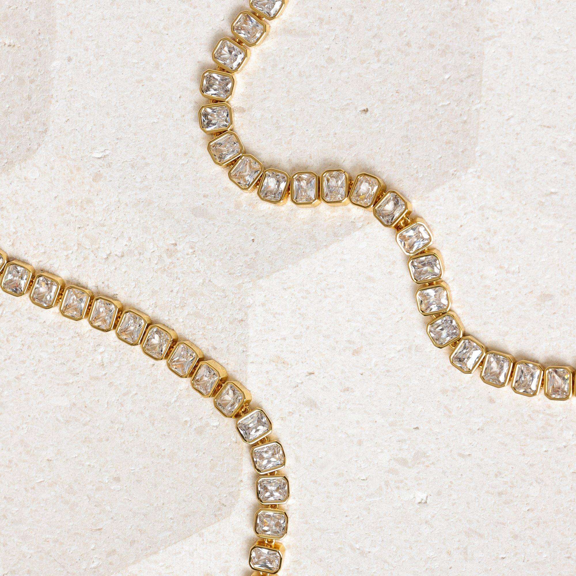 Gold - Jon Richard - 18K Gold Plated Crystal Tennis Necklace - 4