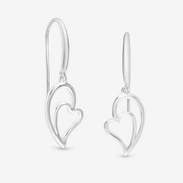 Simply Silver Sterling Silver 925 Fishhook Heart Drop Earrings